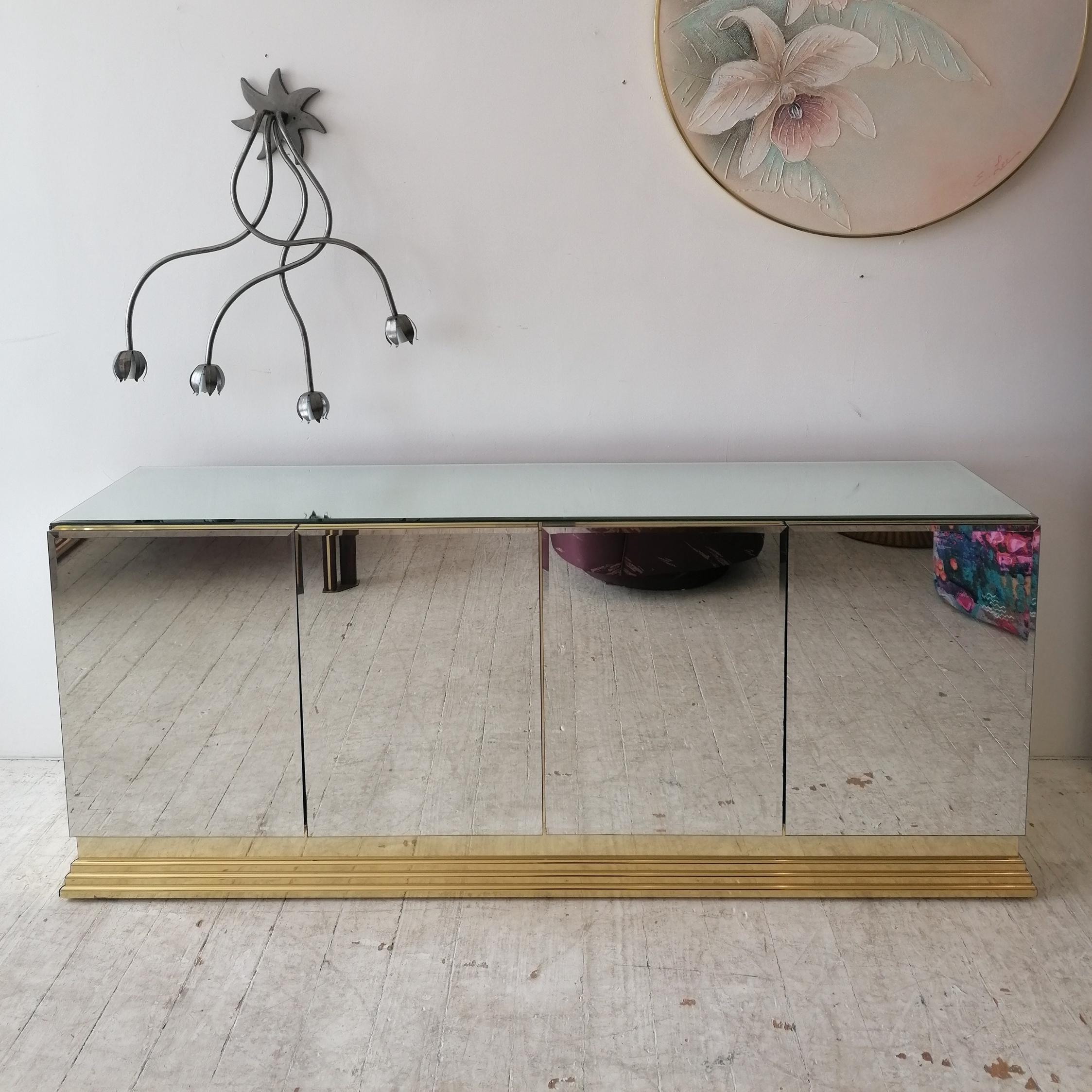 Mid-Century Modern Vintage American Mirrored Glass Sideboard By Ello Furniture, 1970s 1980s