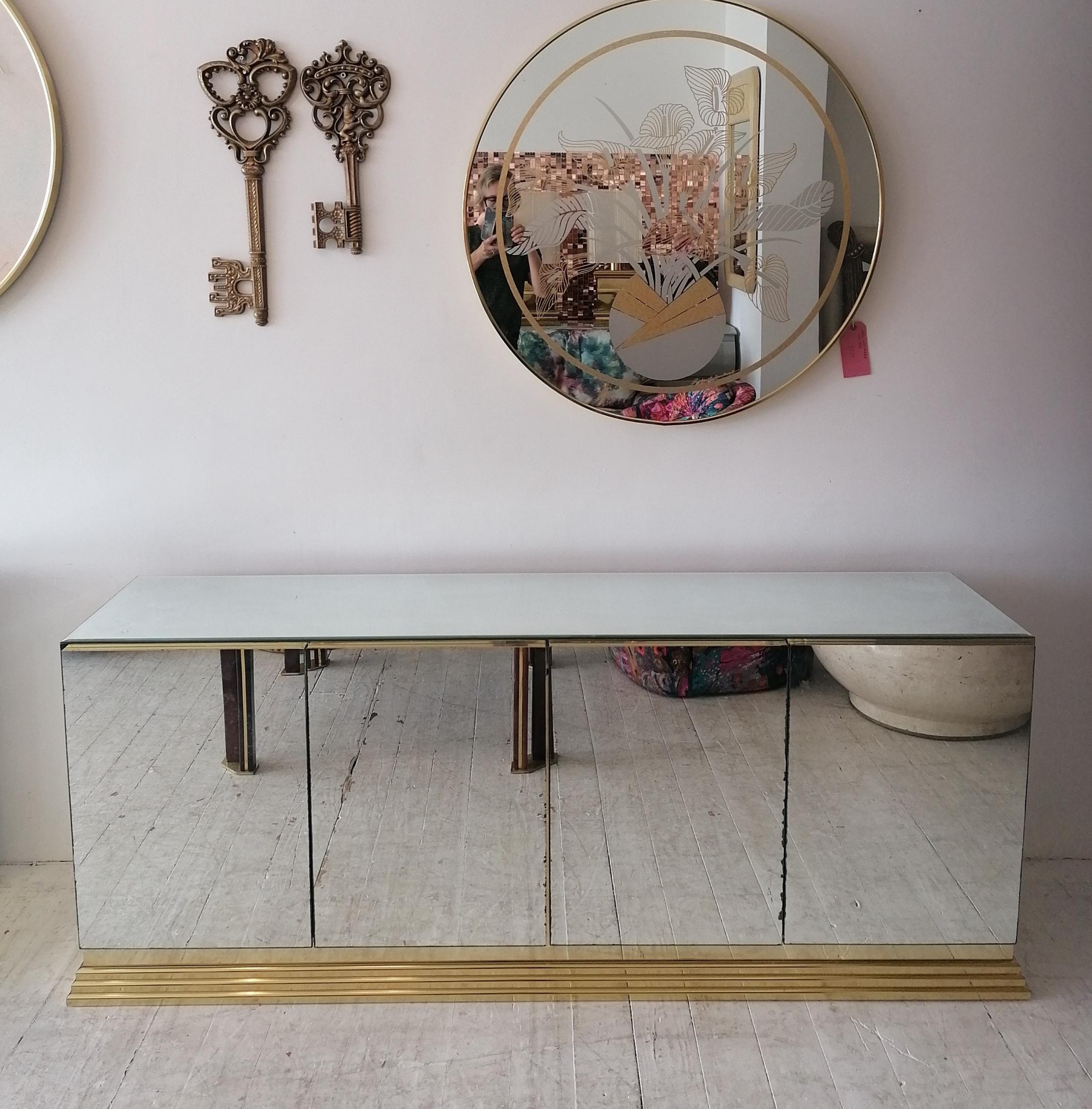 Late 20th Century Vintage American Mirrored Glass Sideboard By Ello Furniture, 1970s / 1980s