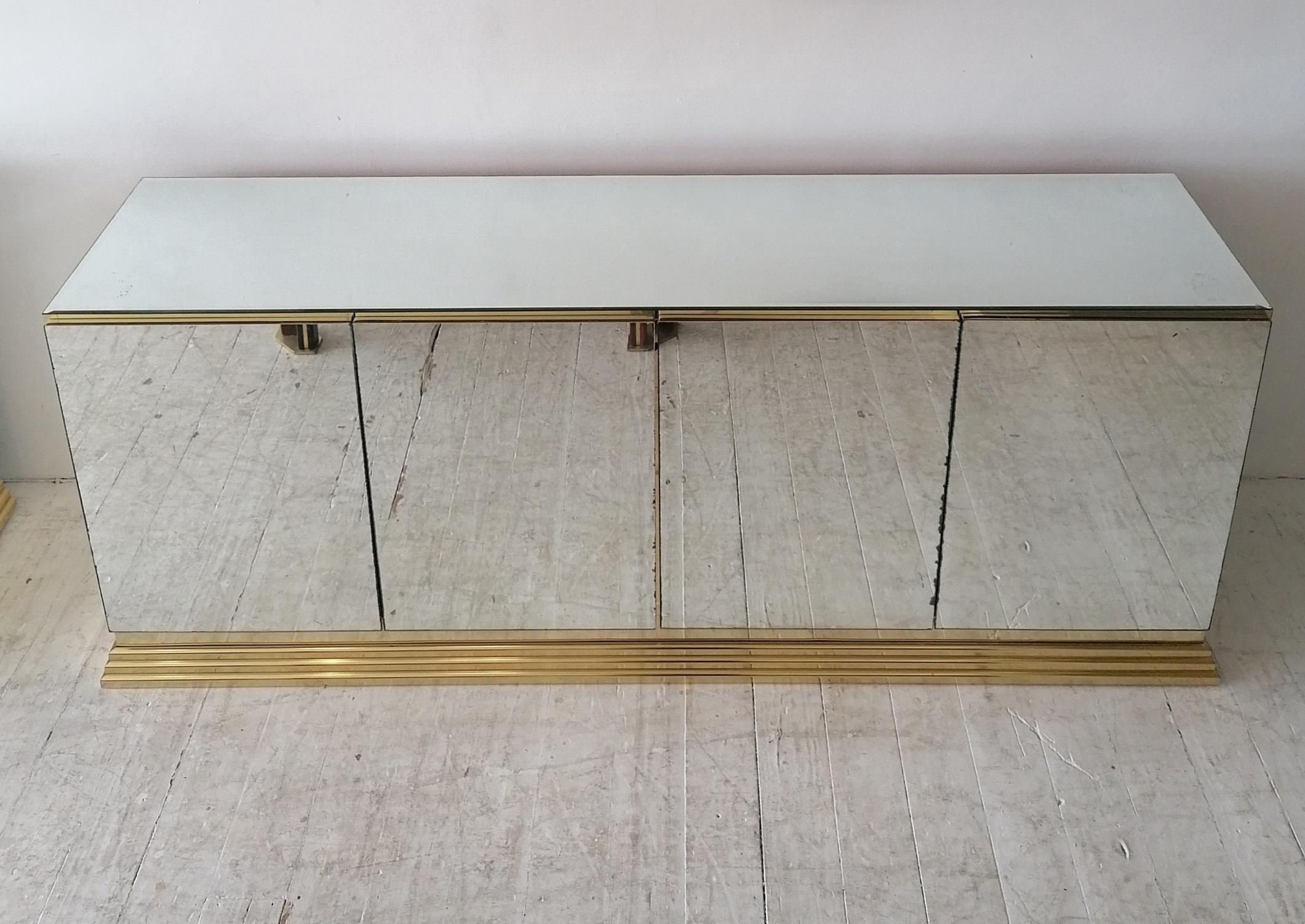 Metal Vintage American Mirrored Glass Sideboard By Ello Furniture, 1970s / 1980s