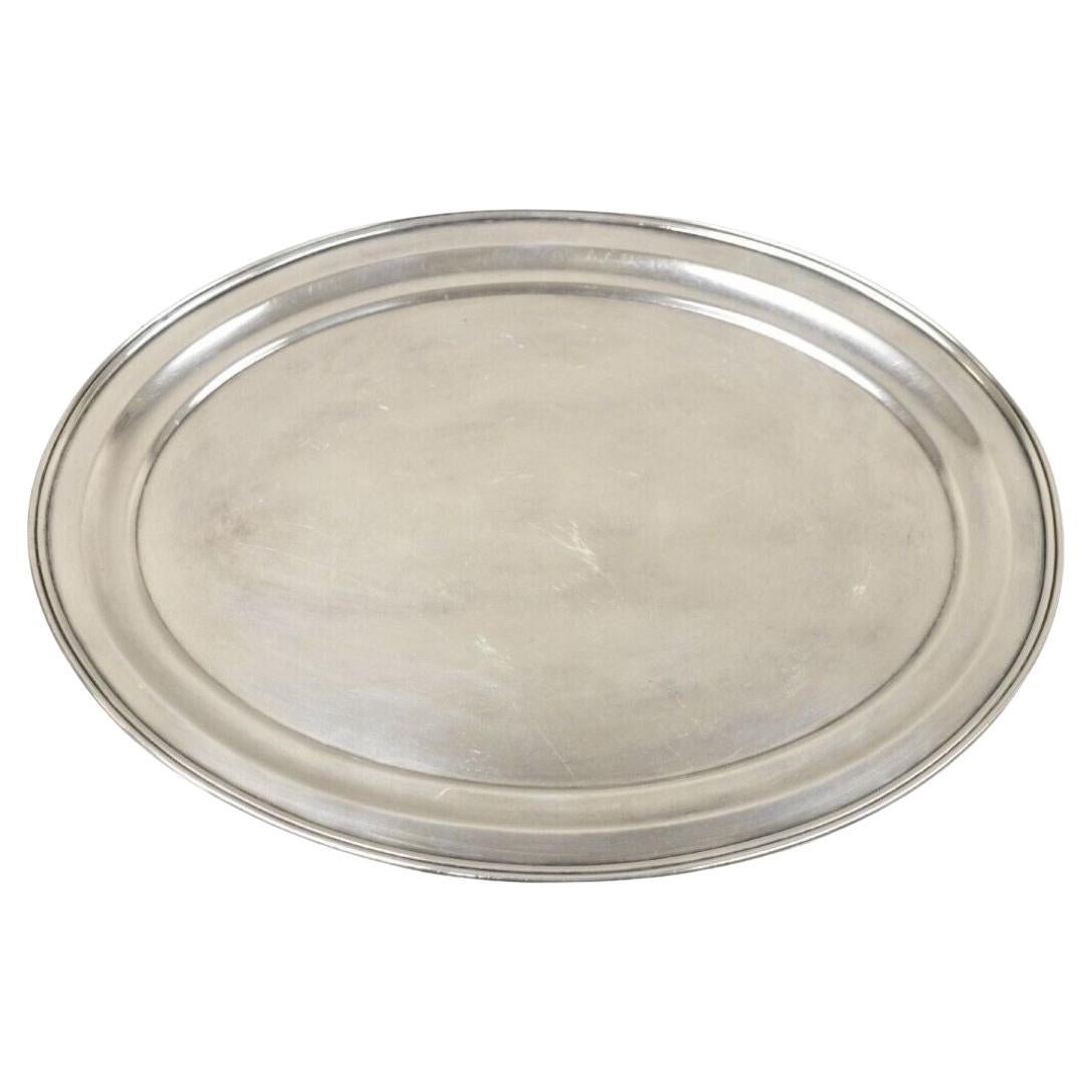 Vintage American Modern 14" Oval Silver Plated Serving Platter Tray (plateau de service ovale en métal argenté) en vente