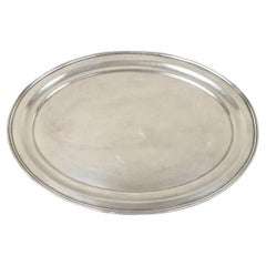 Vintage American Modern 14" Oval Silver Plated Serving Platter Tray (plateau de service ovale en métal argenté)