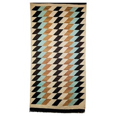Vintage American Navajo Area Rug in Eye Dazzler Pattern
