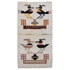 Vintage Native American Navajo Pictorial Rug with Mythical Birds Wall Art