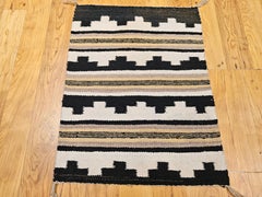 Vintage Navajo Rug, Handwoven Wool, Geometric Pattern, 1950s