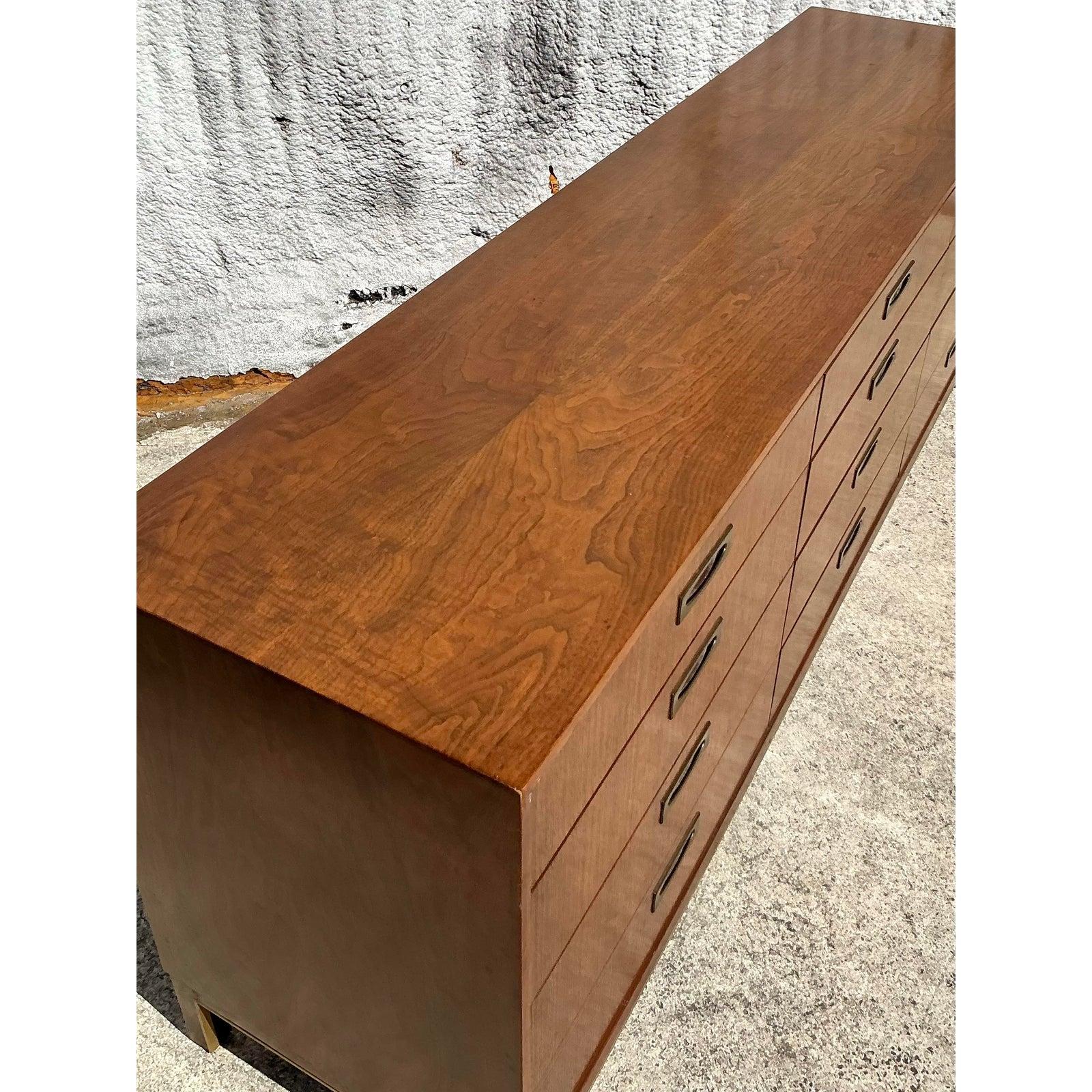 Brass Vintage American of Martinsville 12 Drawer Dresser For Sale