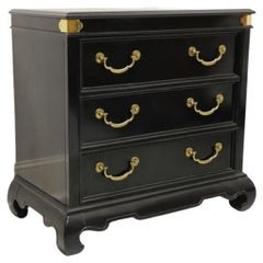 AMERICAN OF MARTINSVILLE Vintage Asian Chinoiserie Black Lacquer Bachelor Chest