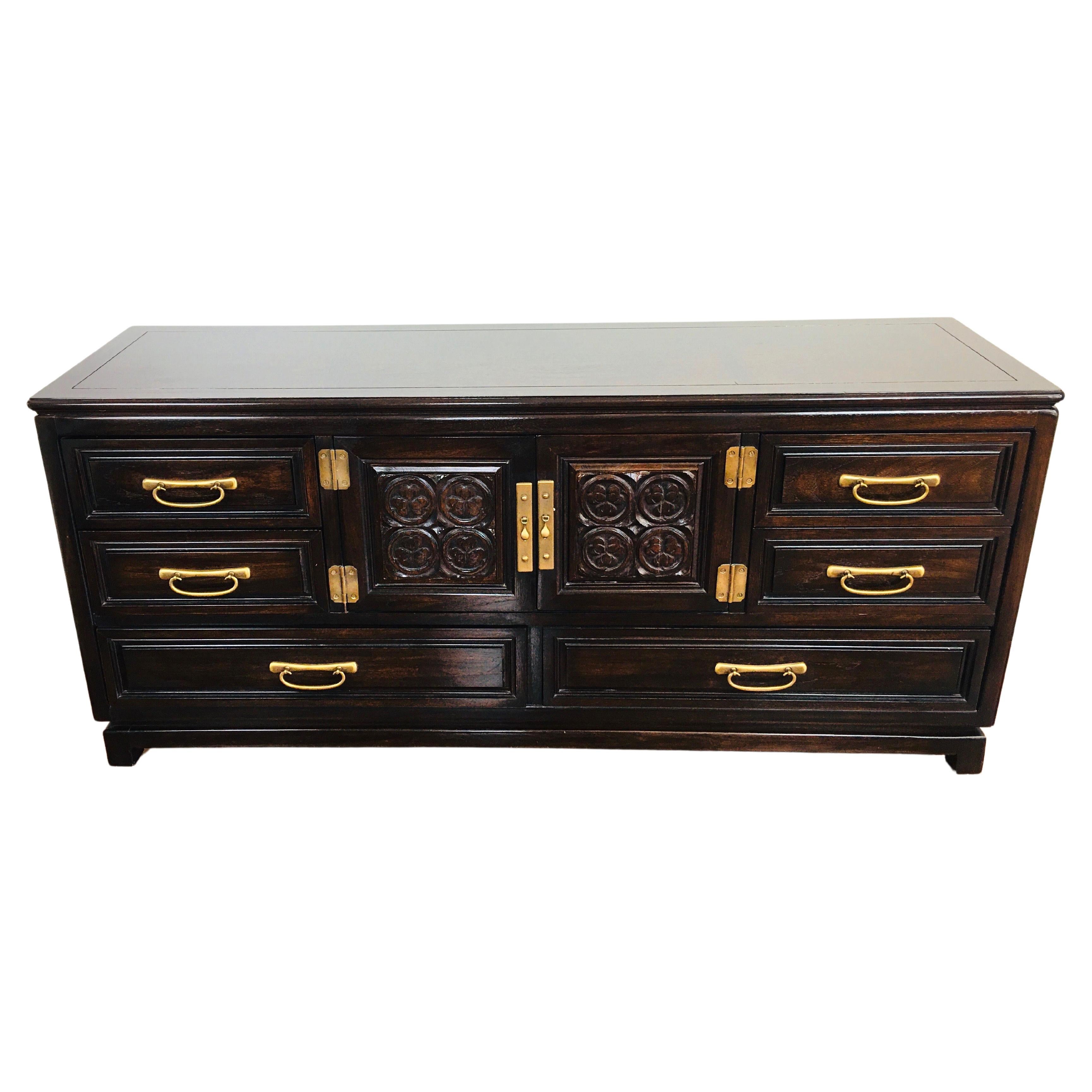 Drexel Heritage Hollywood Regency Chinoiserie Long Dresser or Credenza For Sale at 1stDibs