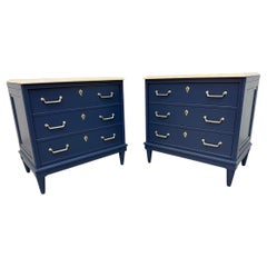 Vintage American of Martinsville Navy Blue Marble Top Nightstands - Set of 2