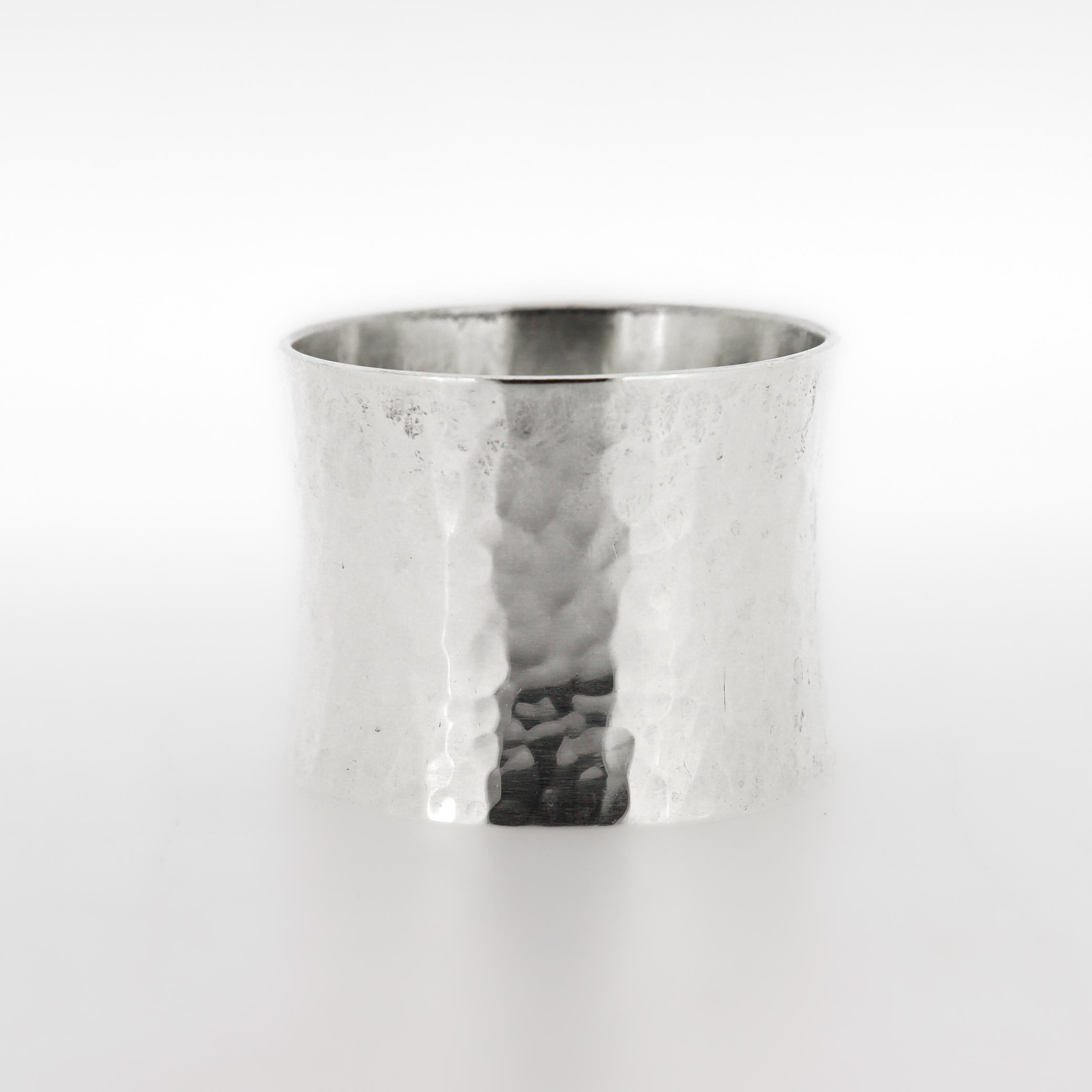 Vintage Old Newbury Crafters argent sterling martelé à la main Rond de serviette en vente 3