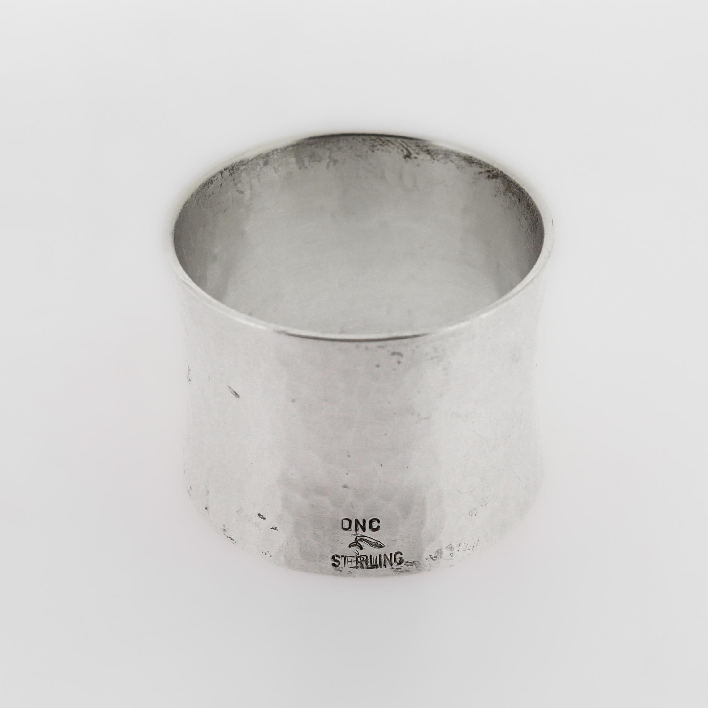 Vintage Old Newbury Crafters argent sterling martelé à la main Rond de serviette en vente 4