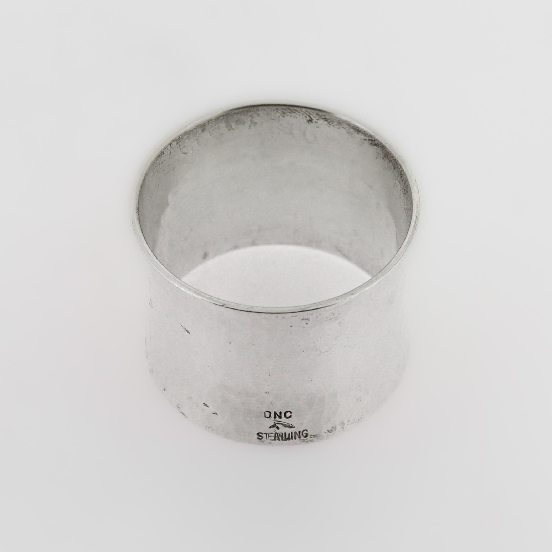Vintage Old Newbury Crafters argent sterling martelé à la main Rond de serviette en vente 5