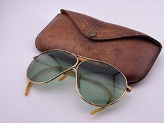 Vintage American Optical Calobar 1950's Gold Aviator Sunglasses Usa