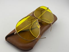 Vintage American Optical Calobar 1950's Gold Aviator Sunglasses Usa