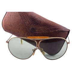 Vintage American Optical Calobar 1950's Gold Aviator Sunglasses Usa