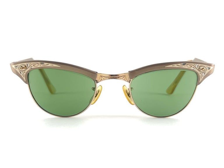 Vintage American Optical Cat Eye Clubmaster Sunglasses 60