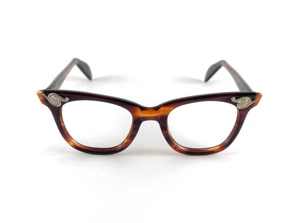 Vintage American Optical Cat Eye Clubmaster TortoiseSunglasses 60'S Made in Usa  For Sale 7