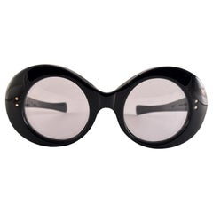 Vintage American Optical " Racy " Midcentury Round Black Sunglasses 1960's Usa