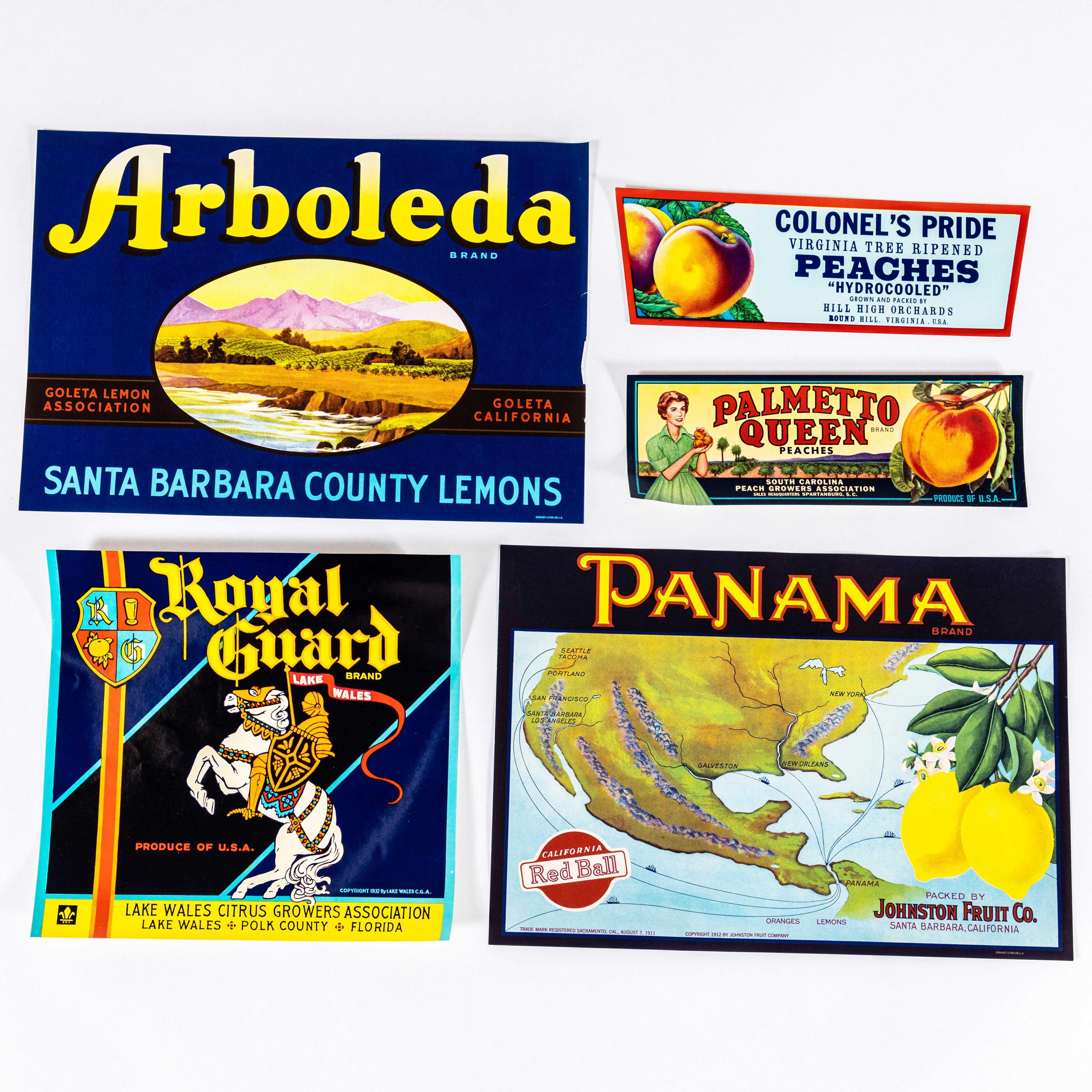 Amerikanische Original-Vintage-Papier-Keramik-Etiketten  - Satz von fünf im Angebot 3