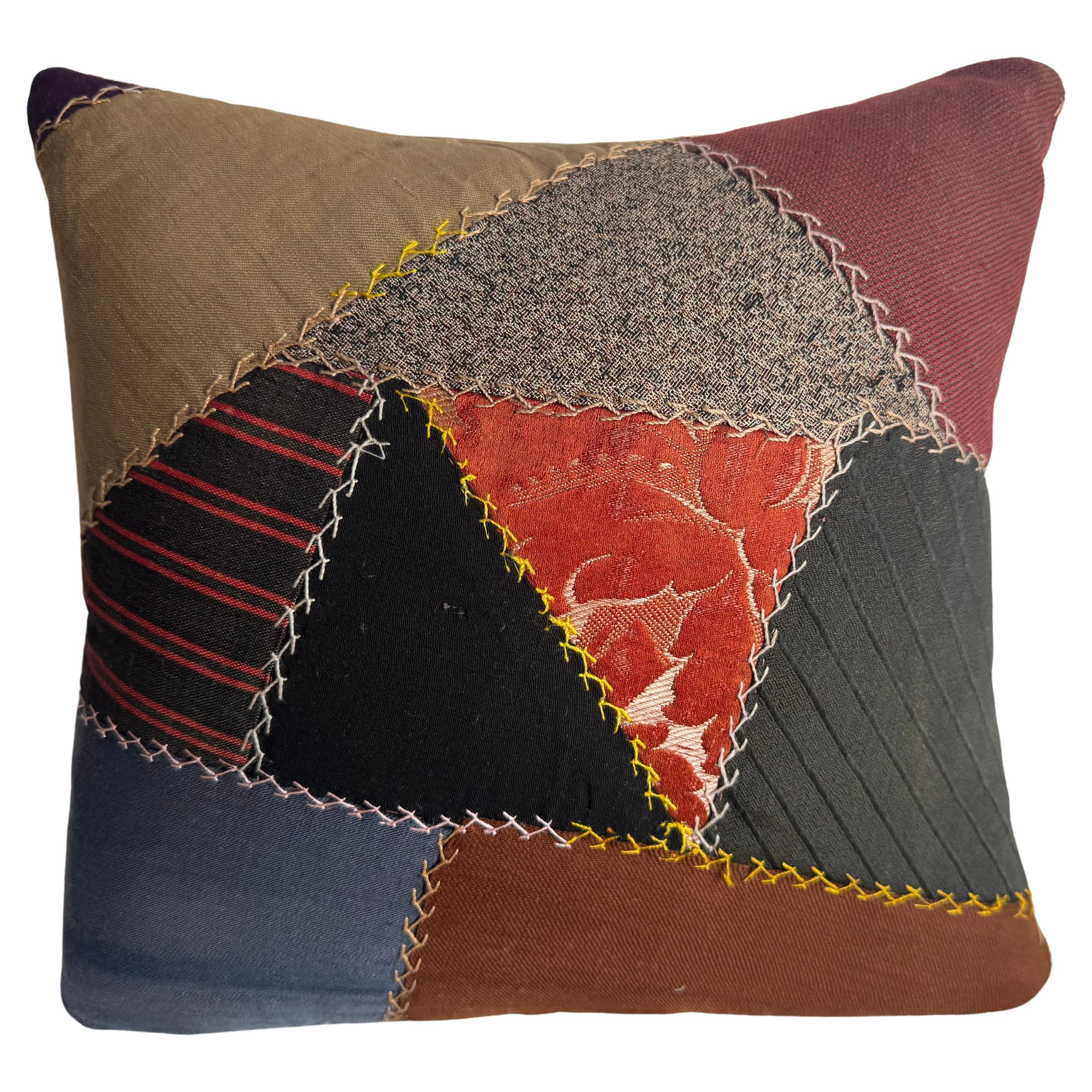 Oreiller vintage en patchwork américain