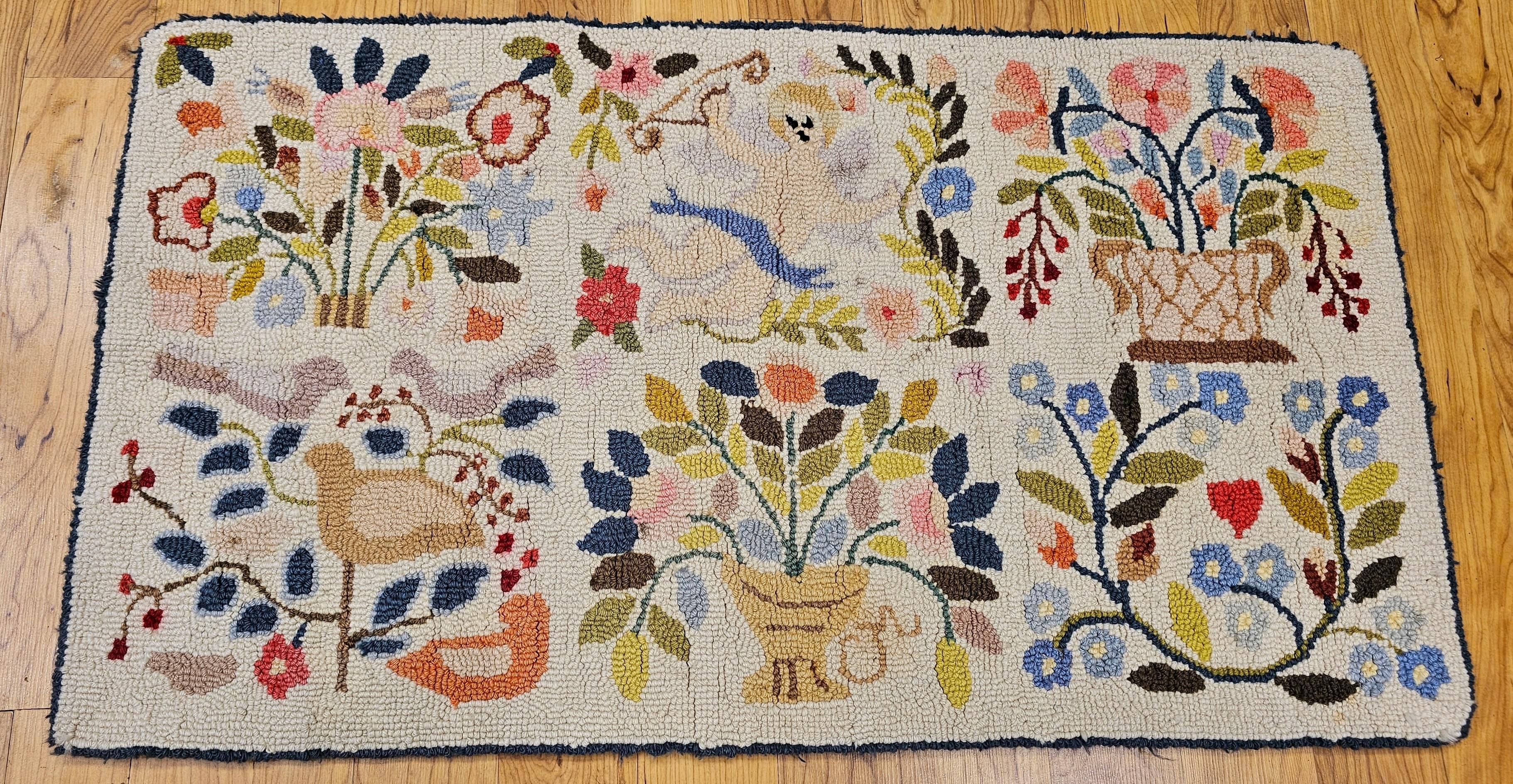 Vintage American Pictorial Hand Hooked Rug For Sale 4