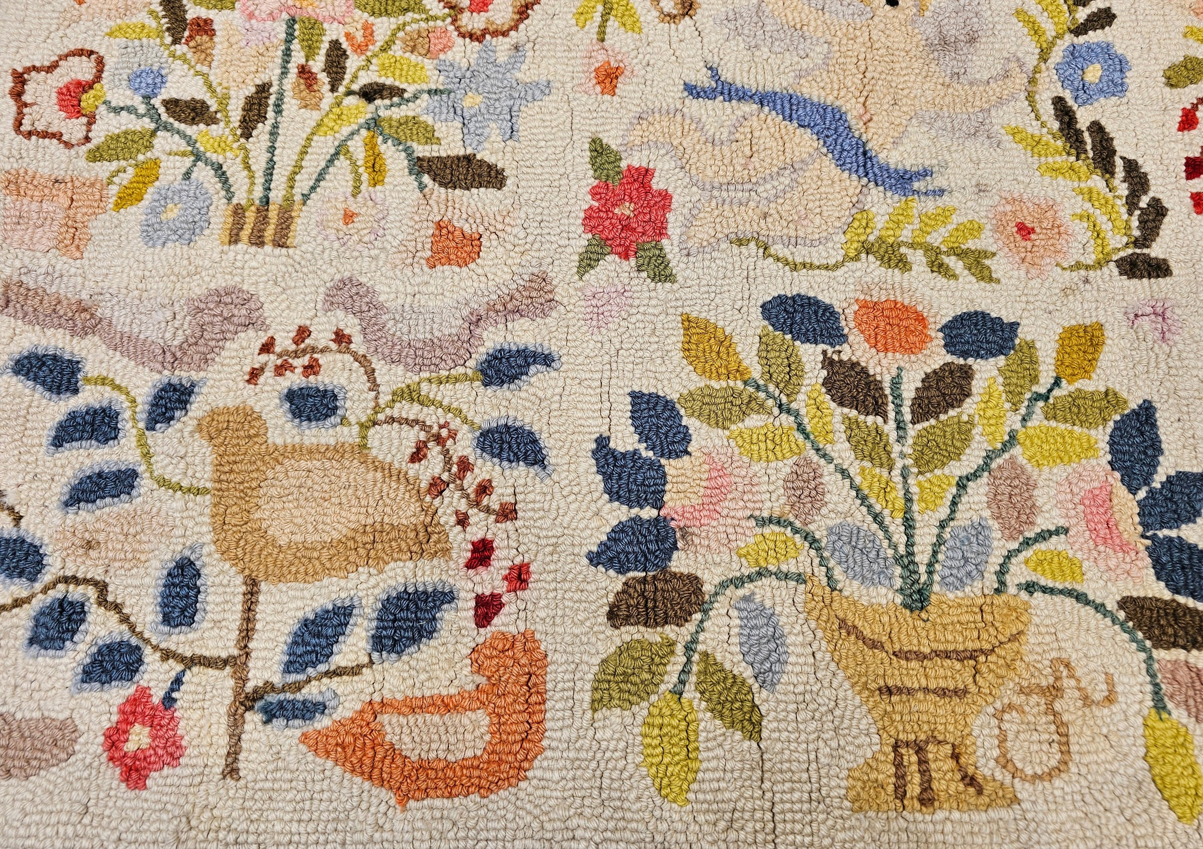Vintage American Pictorial Hand Hooked Rug In Good Condition For Sale In Barrington, IL
