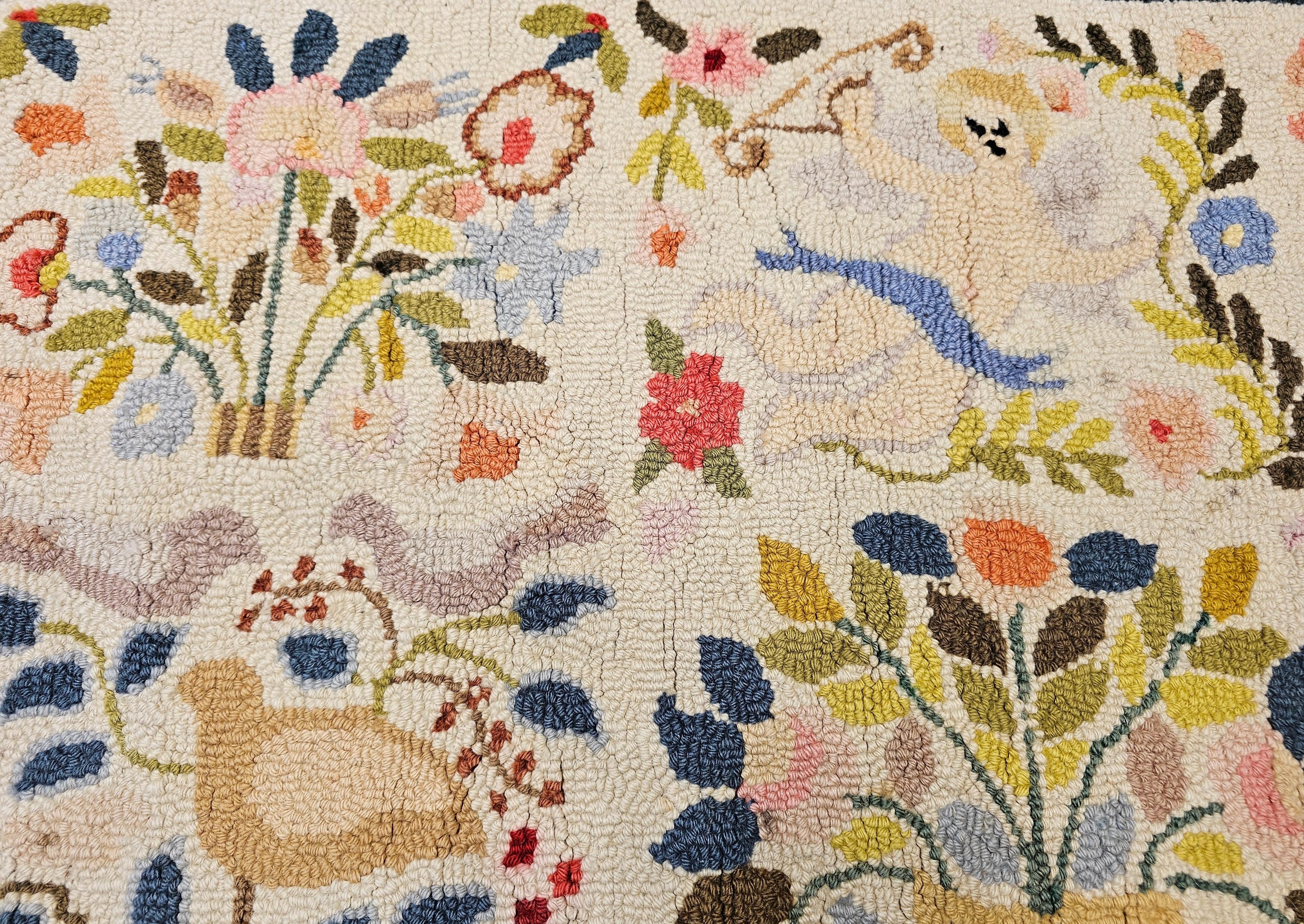 20th Century Vintage American Pictorial Hand Hooked Rug For Sale
