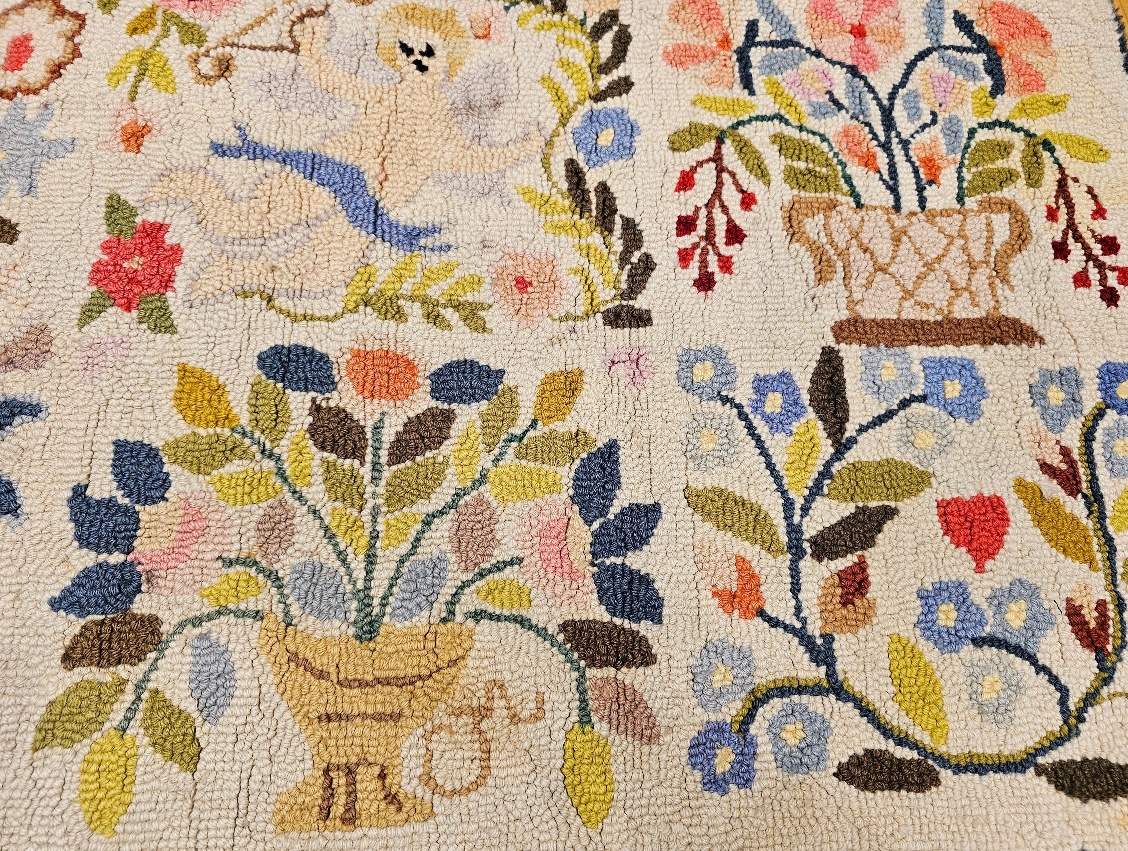 Vintage American Pictorial Hand Hooked Rug For Sale 1
