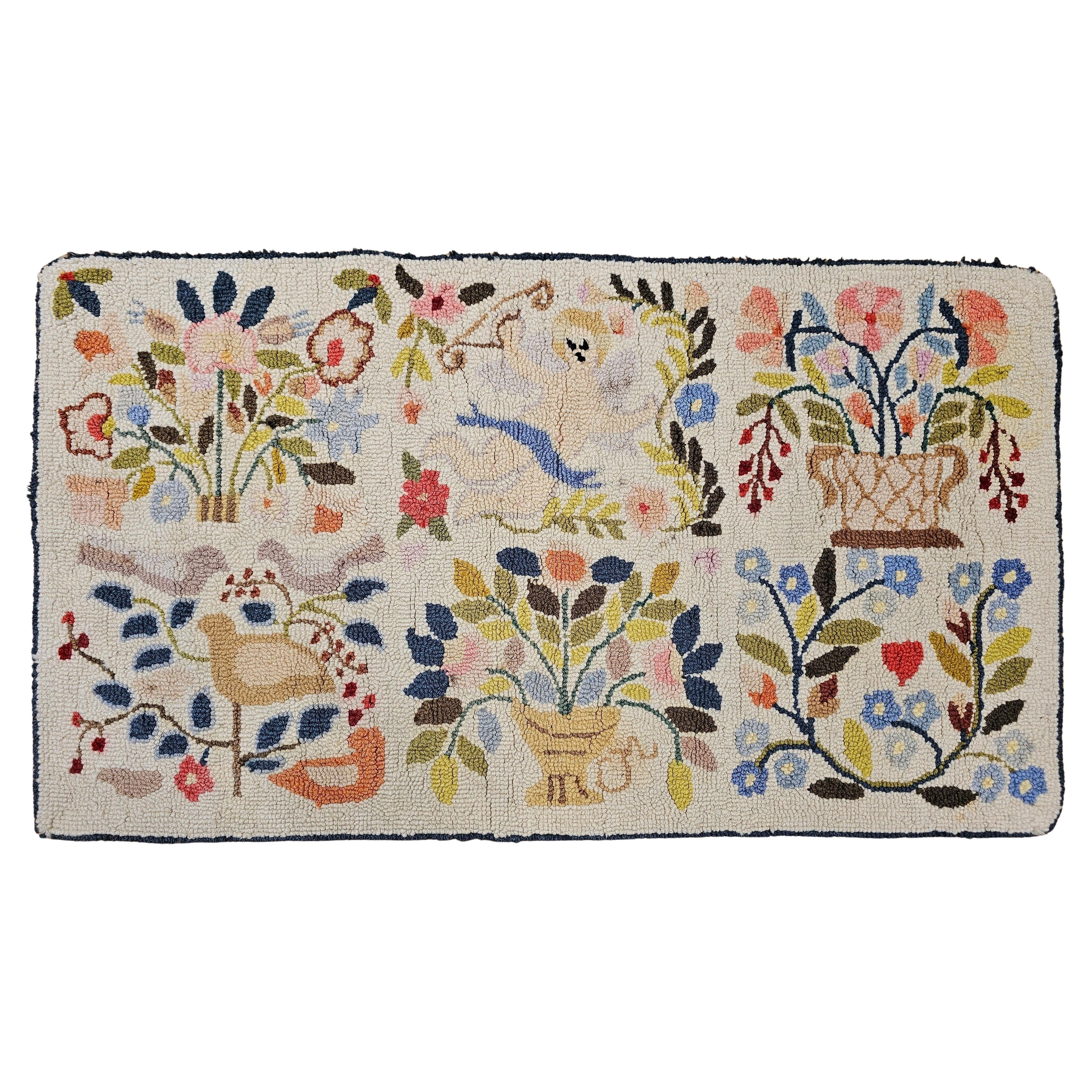 Vintage American Pictorial Hand Hooked Rug