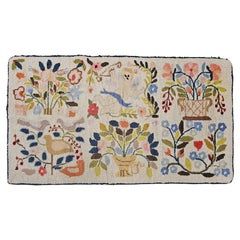 Vintage American Pictorial Hand Hooked Rug