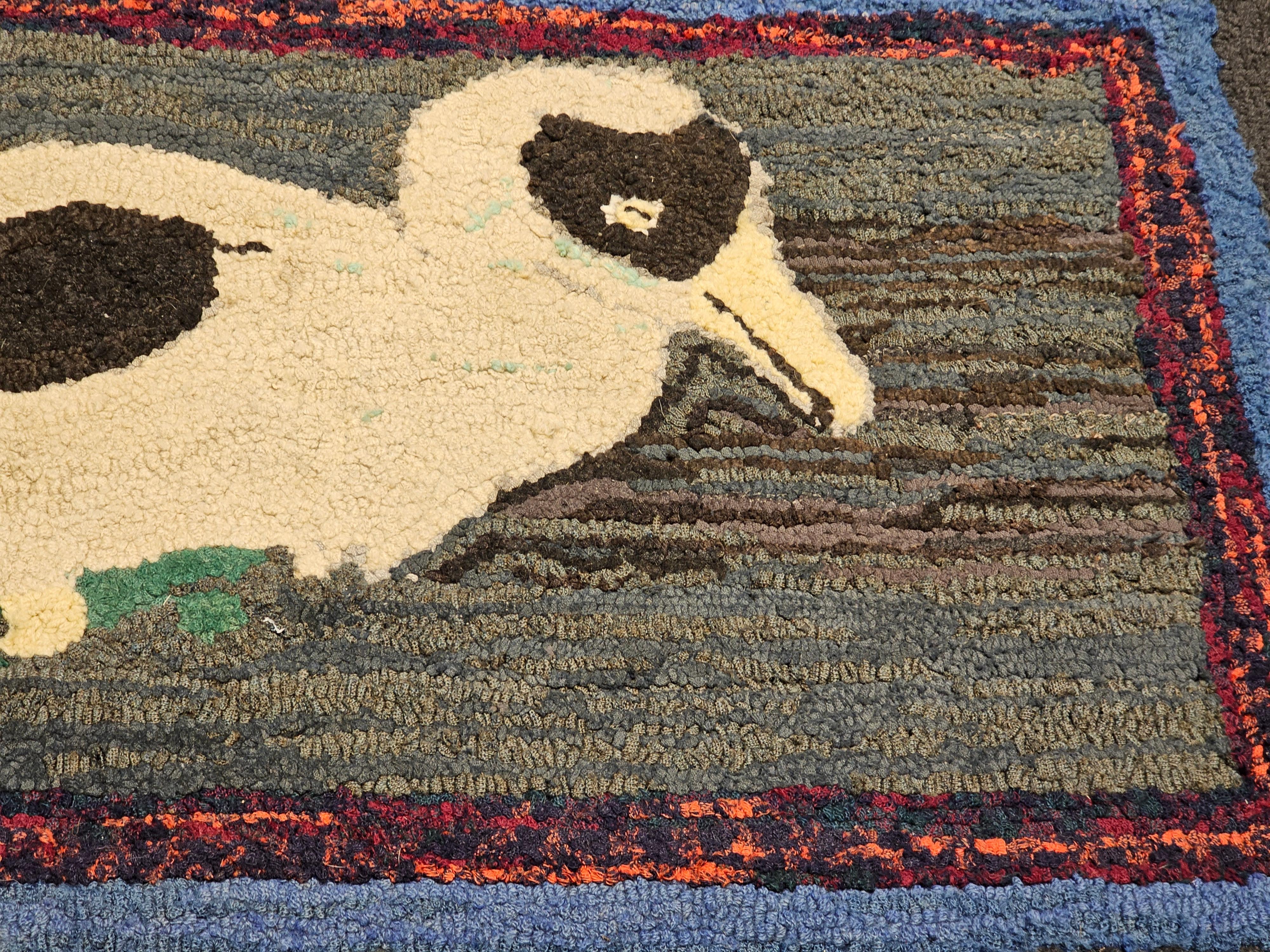 Hand-Crafted Vintage American Pictorial Hand Hooked Rug with Dodo Bird For Sale