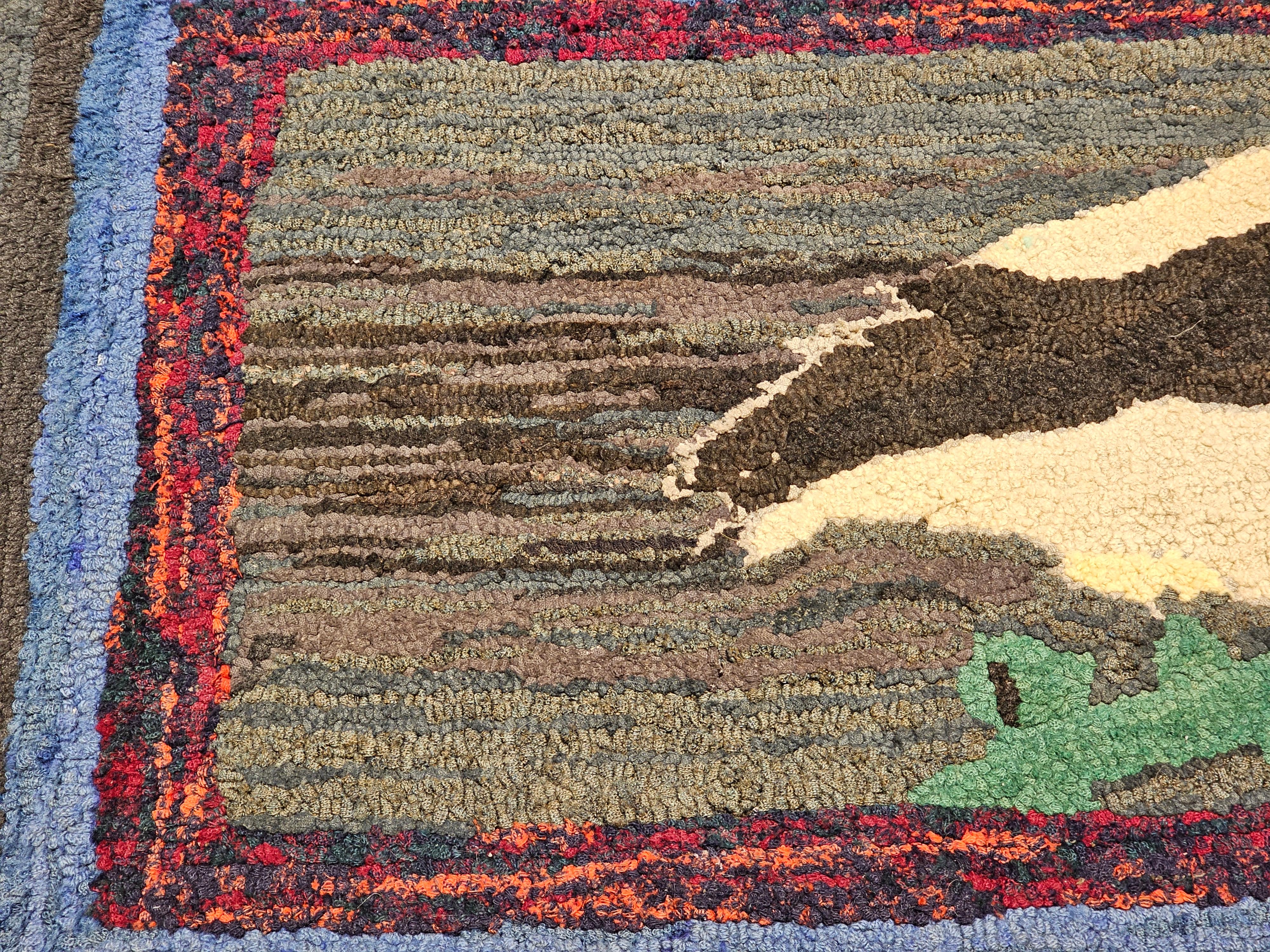 20th Century Vintage American Pictorial Hand Hooked Rug with Dodo Bird For Sale