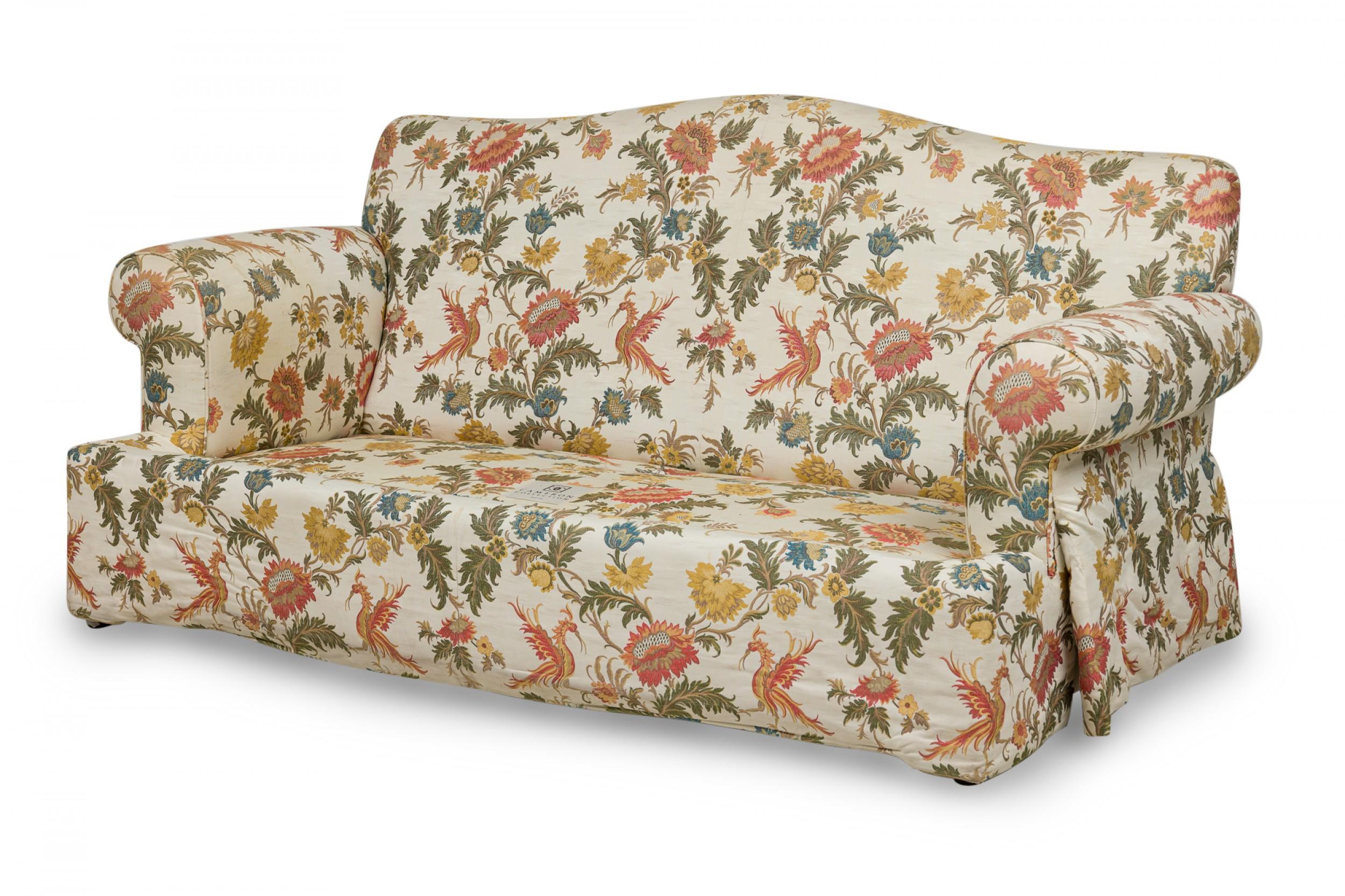 Modern Vintage American Plush Floral Sofa