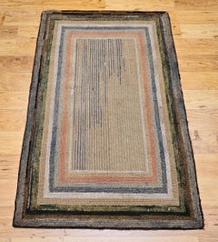 Vintage 1920s American Rag Rug, Handwoven Wool & Cotton, Multicolor