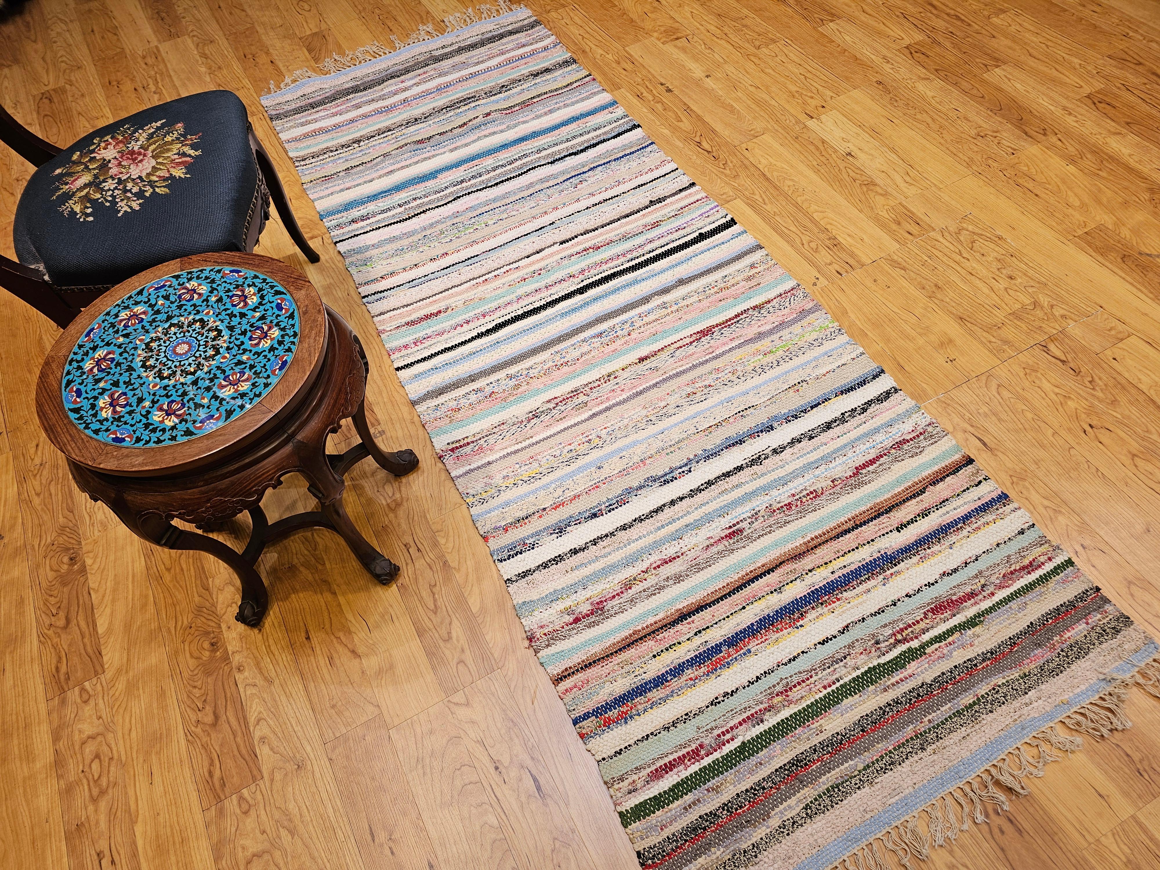 American Rag Rug d'epoca a bande di tonalità della terra ispirato ai Rug & Kilim scandinavi in vendita 5