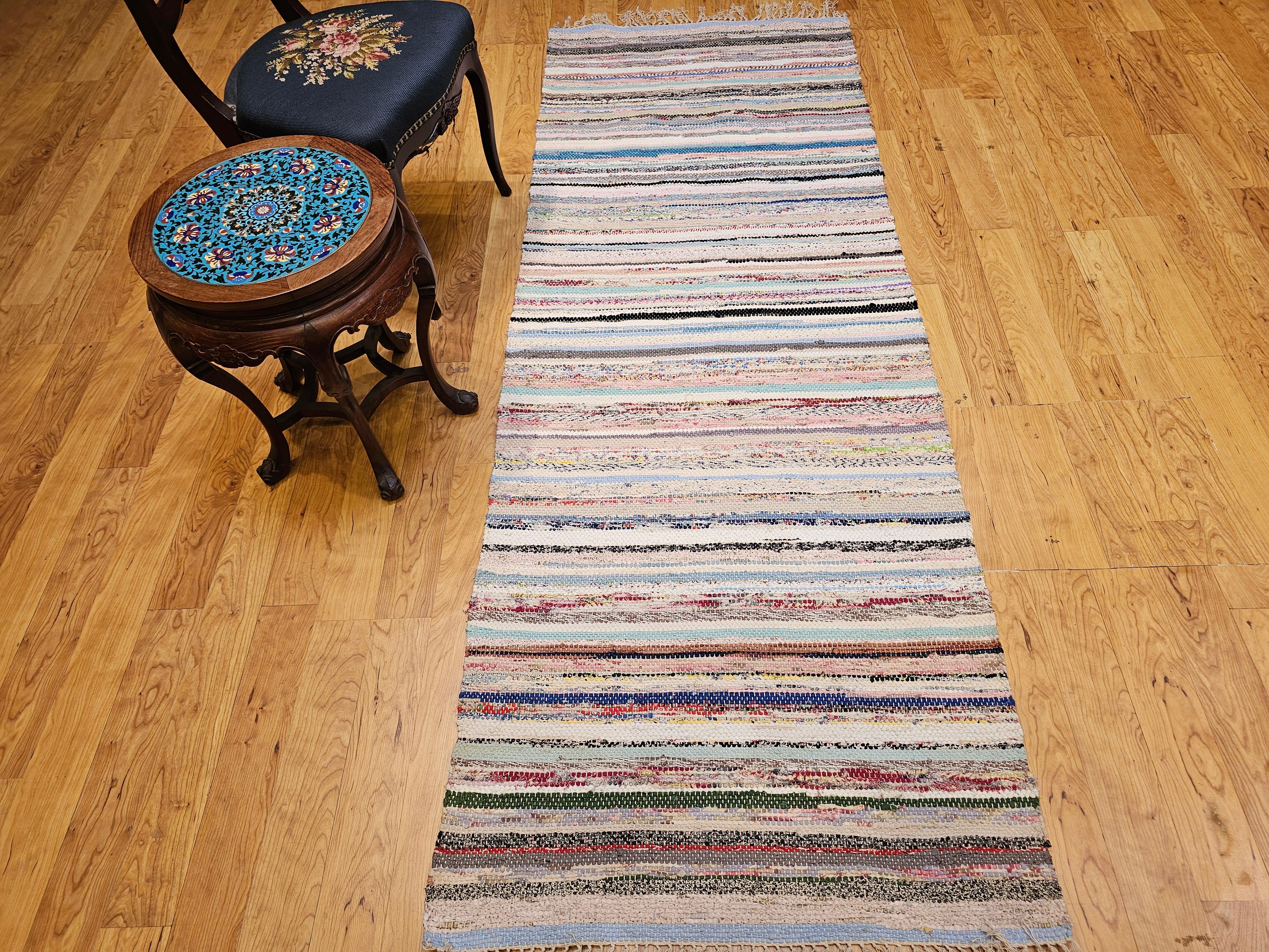 American Rag Rug d'epoca a bande di tonalità della terra ispirato ai Rug & Kilim scandinavi in vendita 6