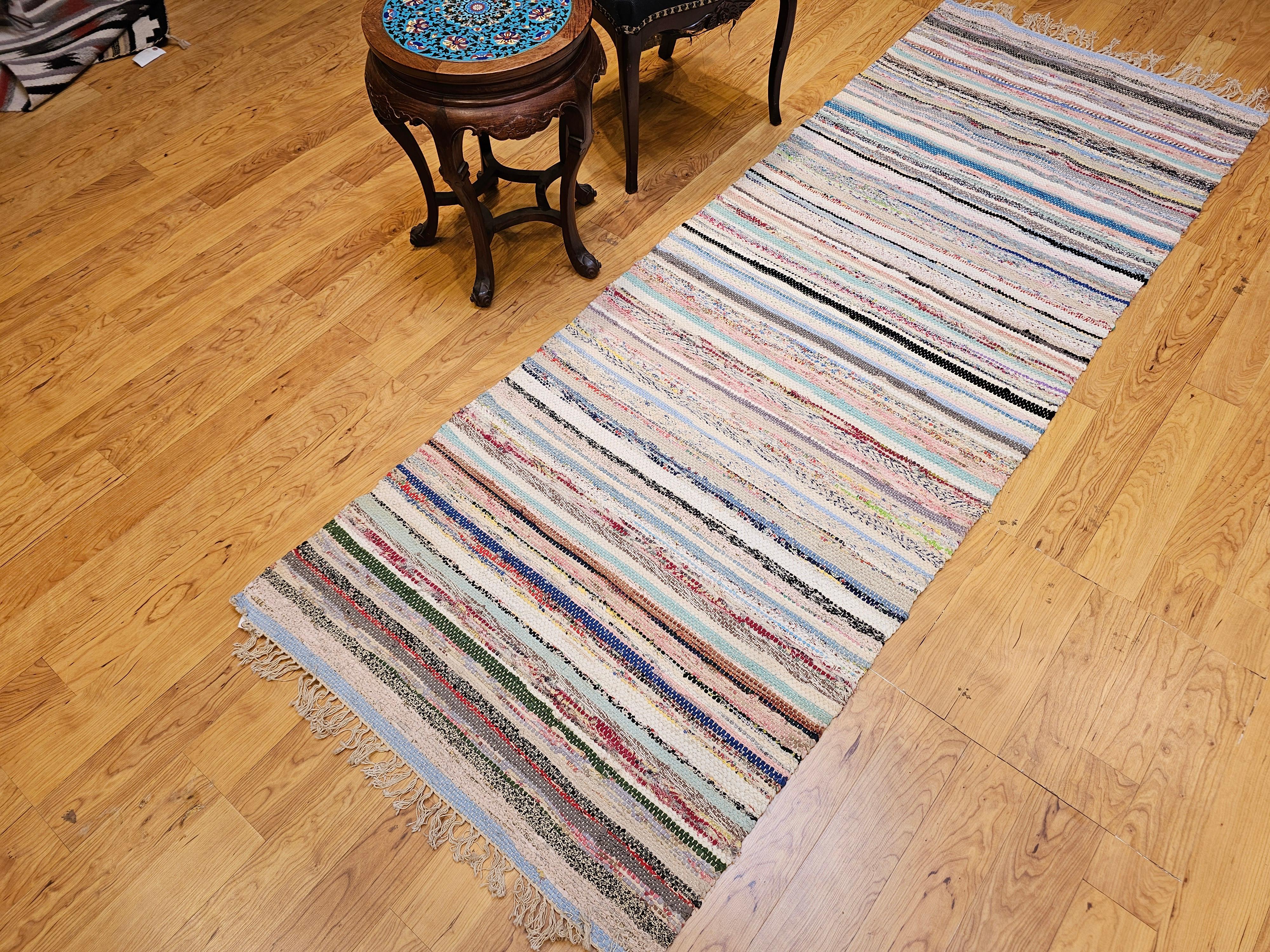 American Rag Rug d'epoca a bande di tonalità della terra ispirato ai Rug & Kilim scandinavi in vendita 7