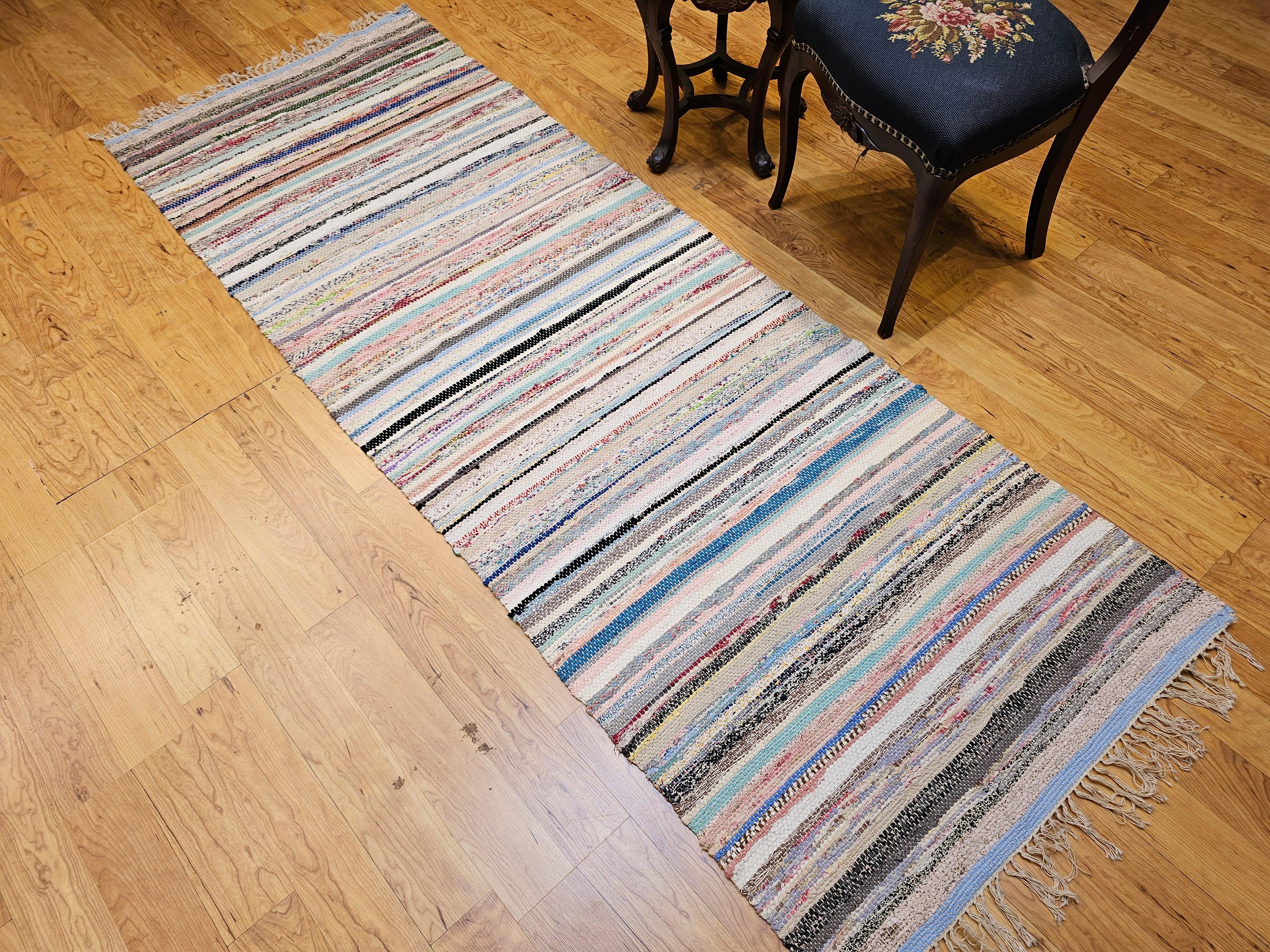 American Rag Rug d'epoca a bande di tonalità della terra ispirato ai Rug & Kilim scandinavi in vendita 9