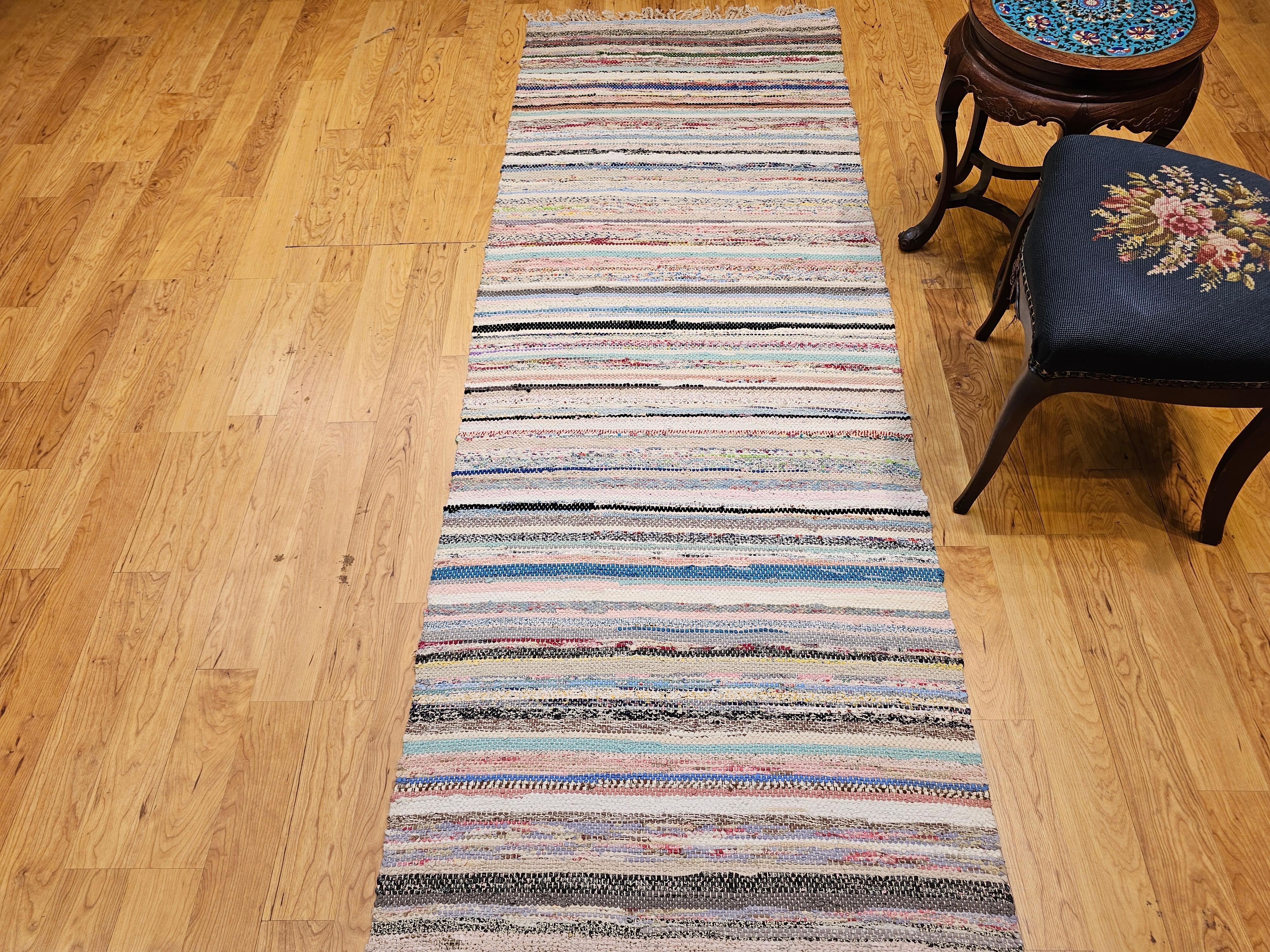 American Rag Rug d'epoca a bande di tonalità della terra ispirato ai Rug & Kilim scandinavi in vendita 10
