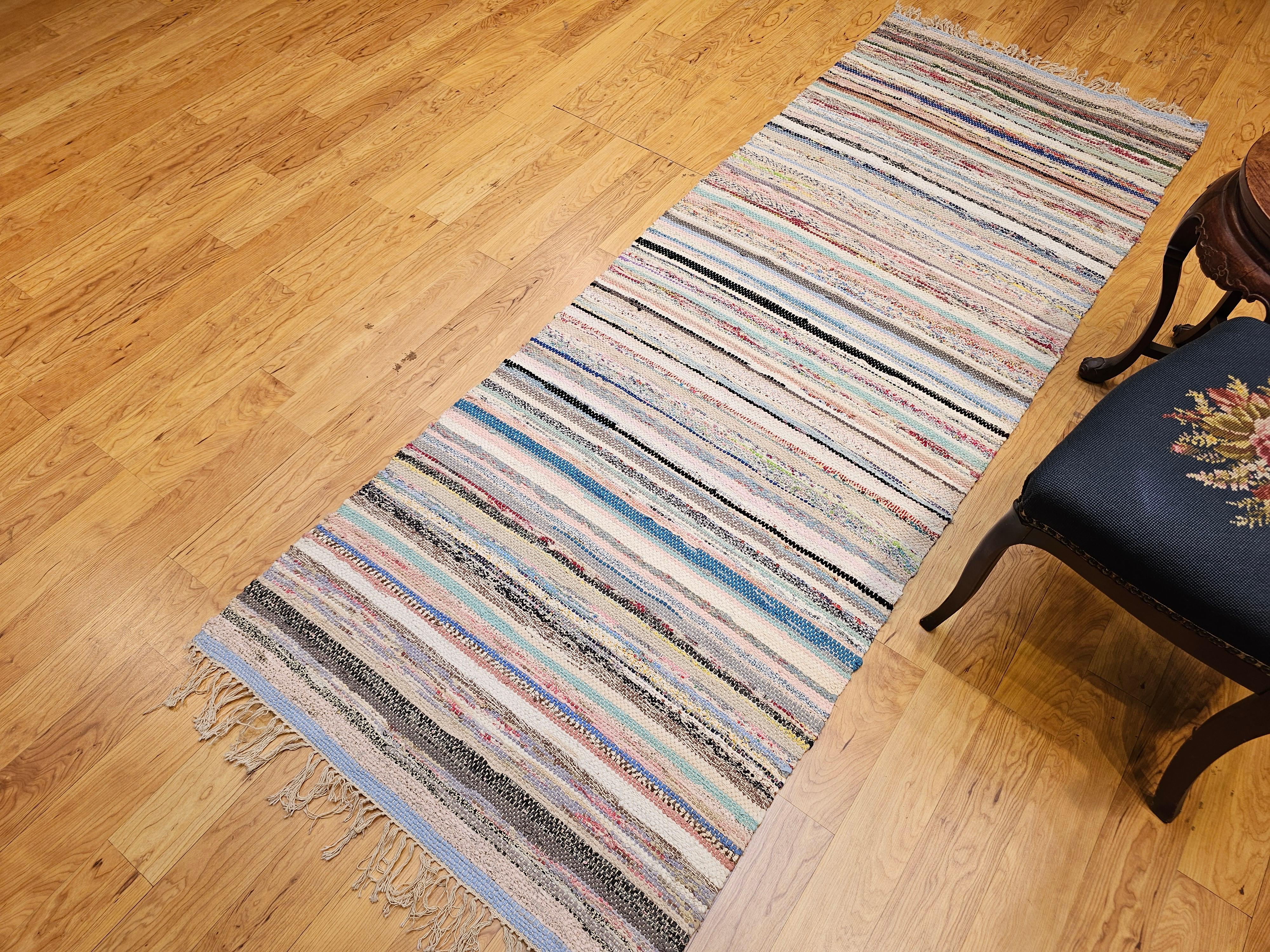 American Rag Rug d'epoca a bande di tonalità della terra ispirato ai Rug & Kilim scandinavi in vendita 11