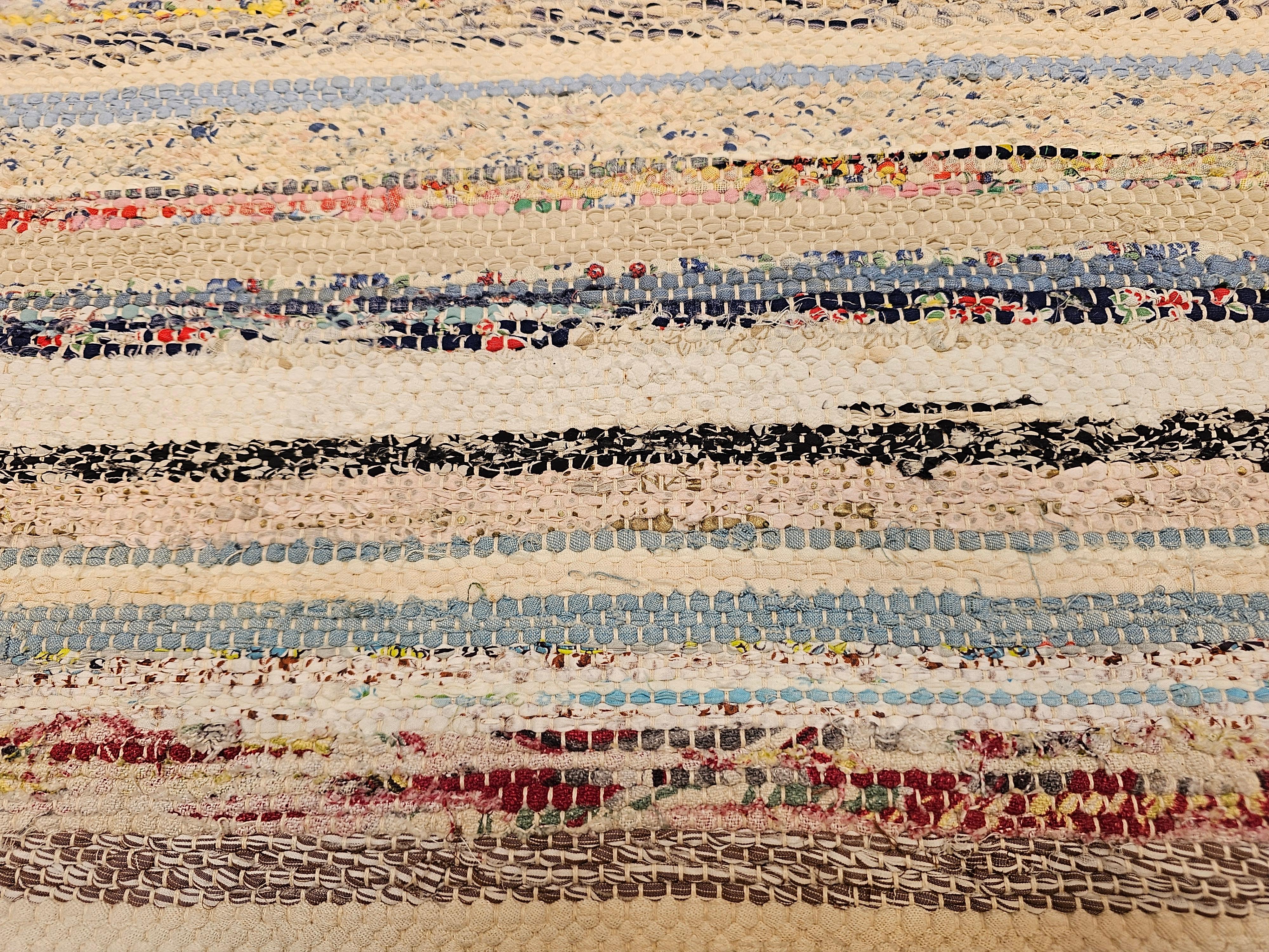 American Rag Rug d'epoca a bande di tonalità della terra ispirato ai Rug & Kilim scandinavi in vendita 1