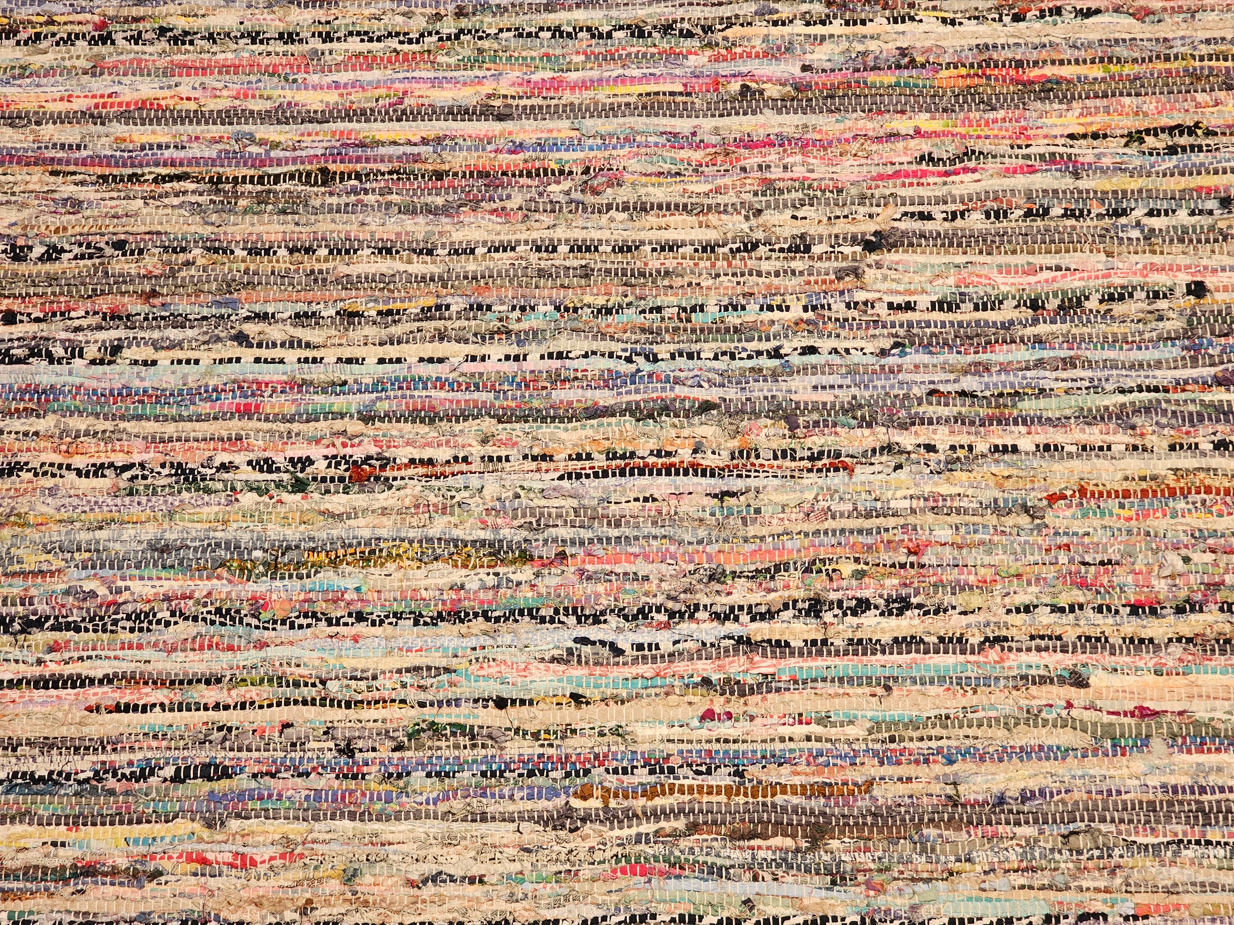 Vintage American Rag Rug in Streifenmuster in Blau, Gelb, Rot, Rosa, Weiß im Zustand „Gut“ im Angebot in Barrington, IL