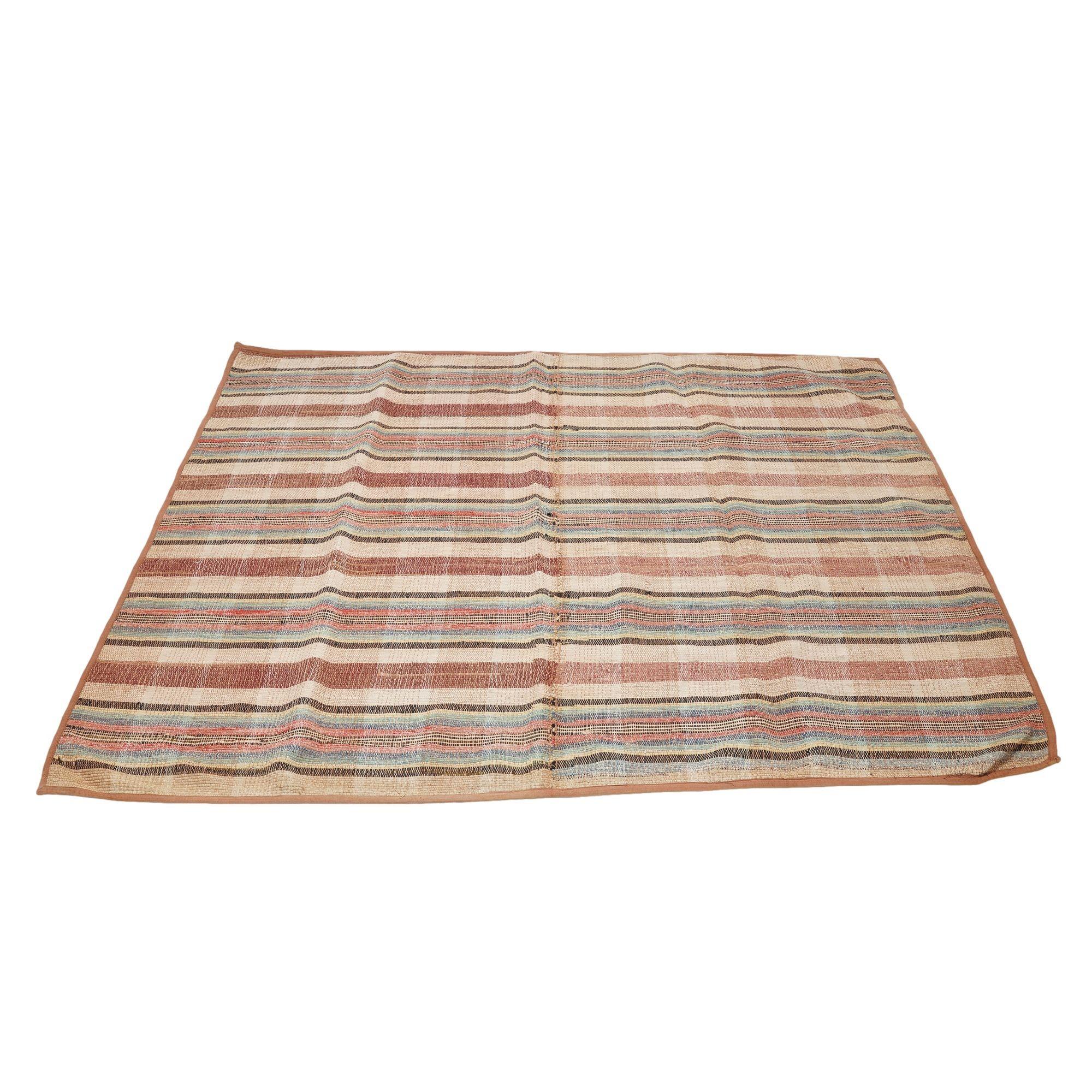 Shaker Vintage American rag rug with bound edges, c. 1850-1900 For Sale