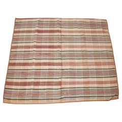 Vintage American rag rug with bound edges, c. 1850-1900