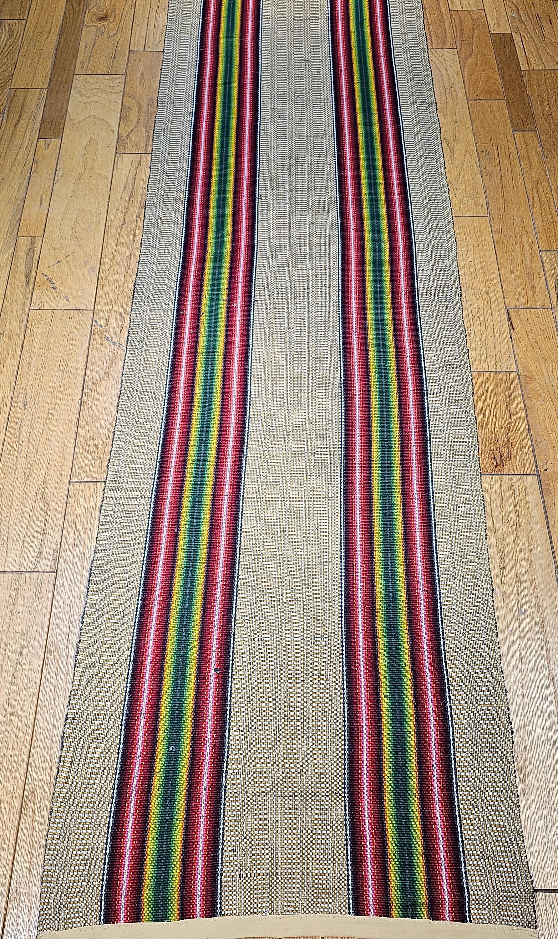Hand-Woven Vintage American Rag Runner For Sale