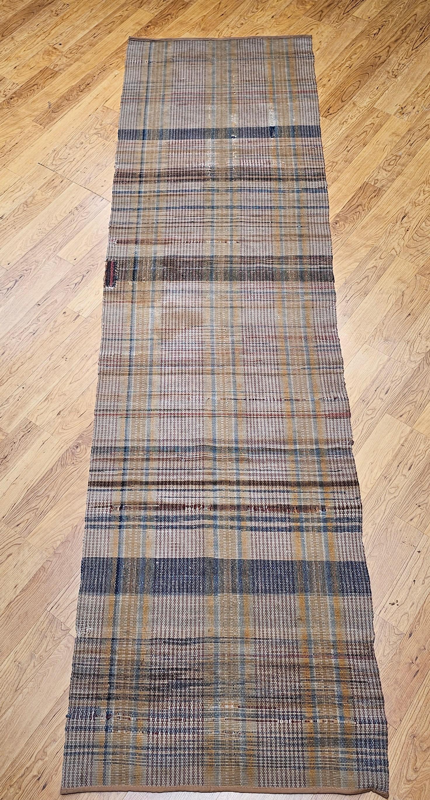 Hand-Woven Vintage American Rag Runner For Sale
