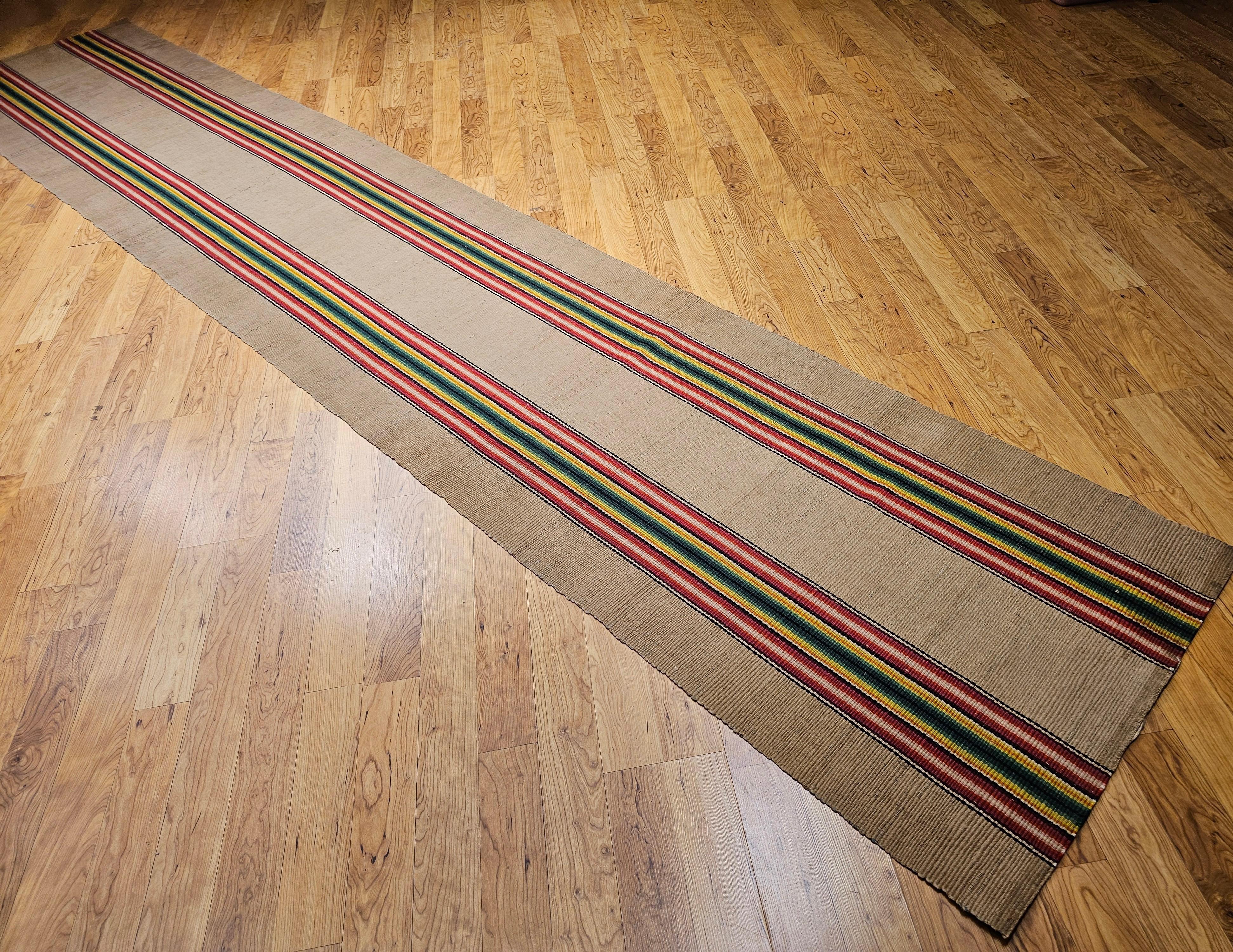 Hand-Woven Vintage American Rag Runner For Sale