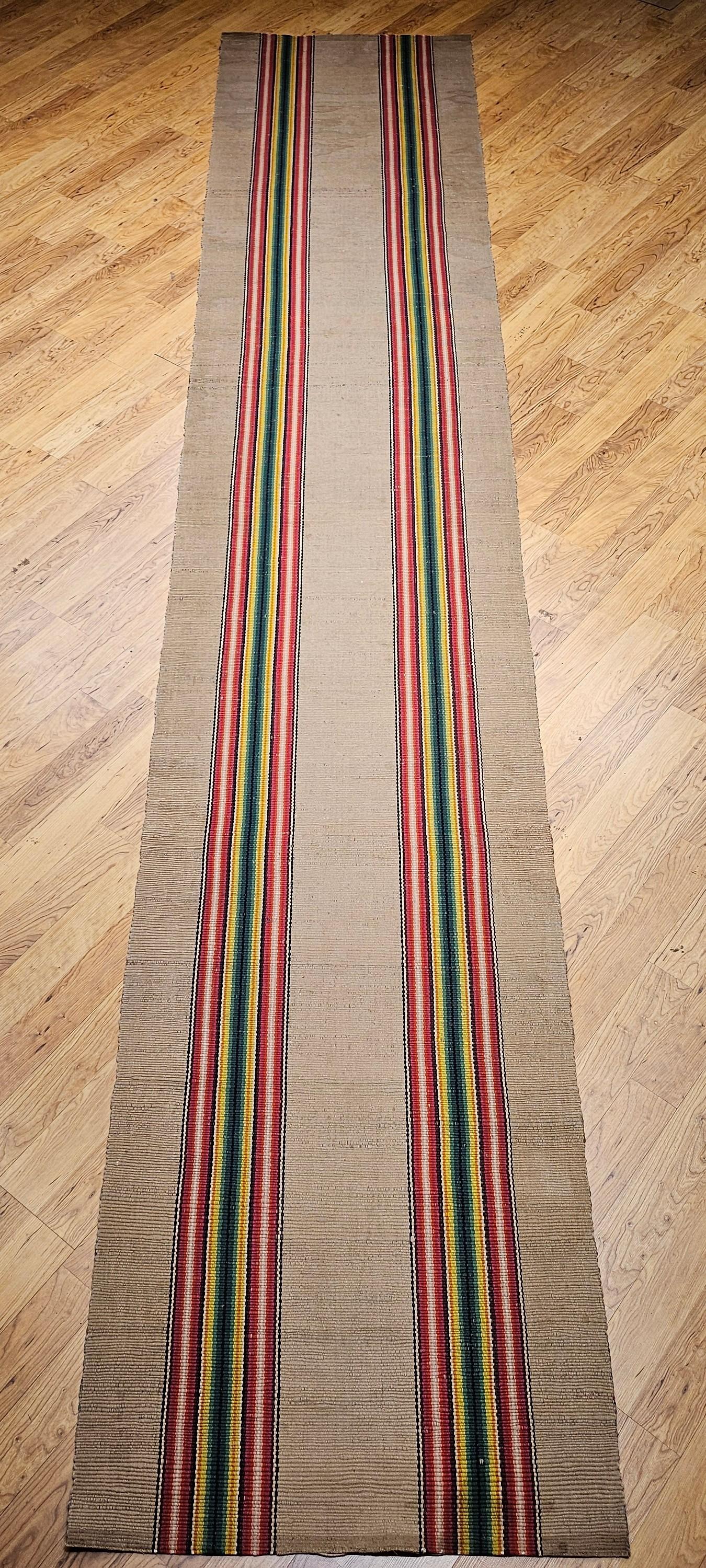 Wool Vintage American Rag Runner For Sale