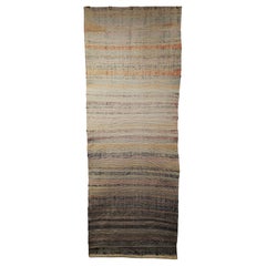 Vintage American Rag Runner in Stripe Pattern in Ivory, Pink, Blue, Green