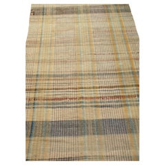 Vintage American Rag Runner in Stripe Pattern in Tan, Blue, Red & Brown