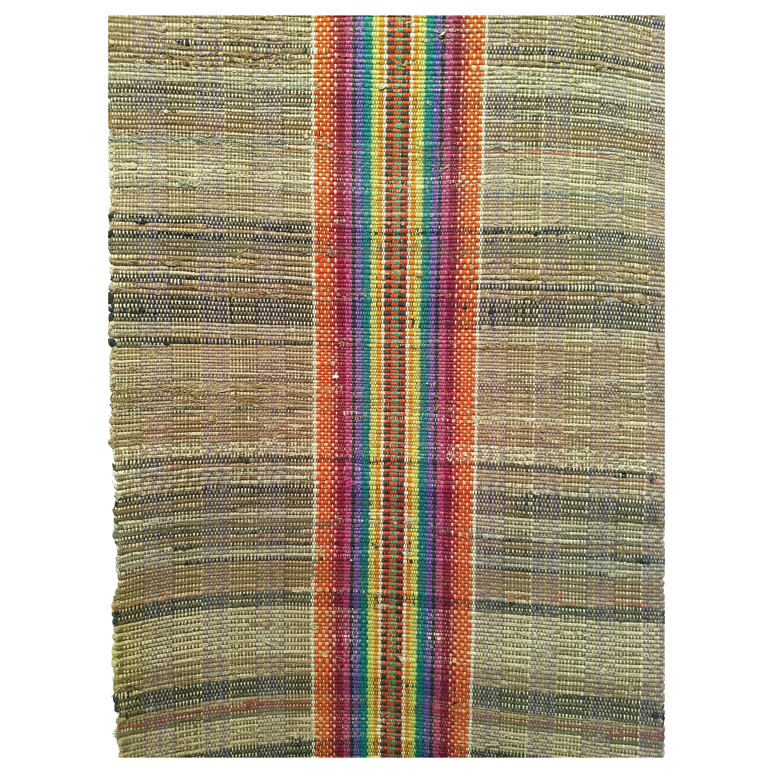 Amerikanischer Rag-Läufer im Vintage-Stil mit Regenbogenmuster im Angebot